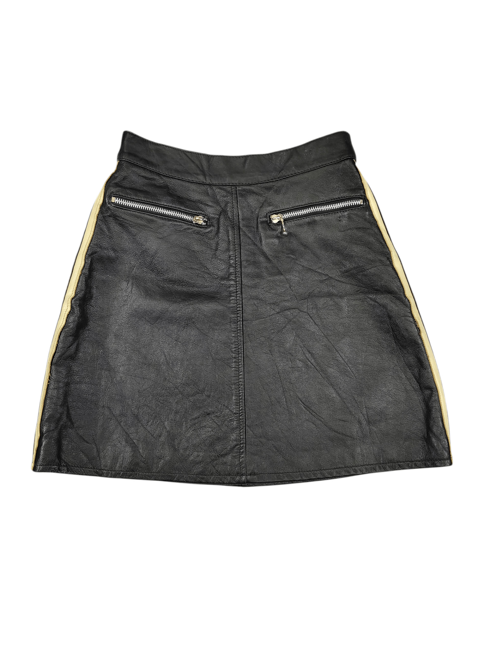 Morgan De Toi 00s Morgan De toi- Y2K Biker Stripe Side Leather Mini Skirt Size 27" / US 4 / IT 40 - 1 Thumbnail
