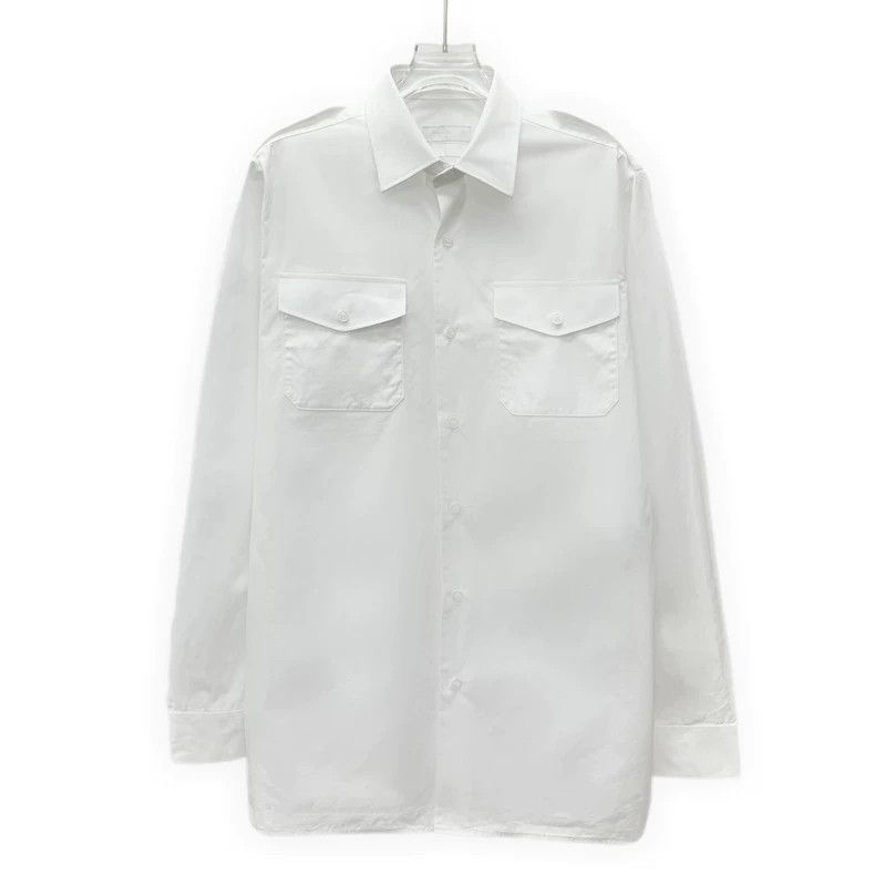 Prada Prada Size39 24 white cotton lapel single-breasted long-sle Size US XXS / EU 40 - 1 Thumbnail