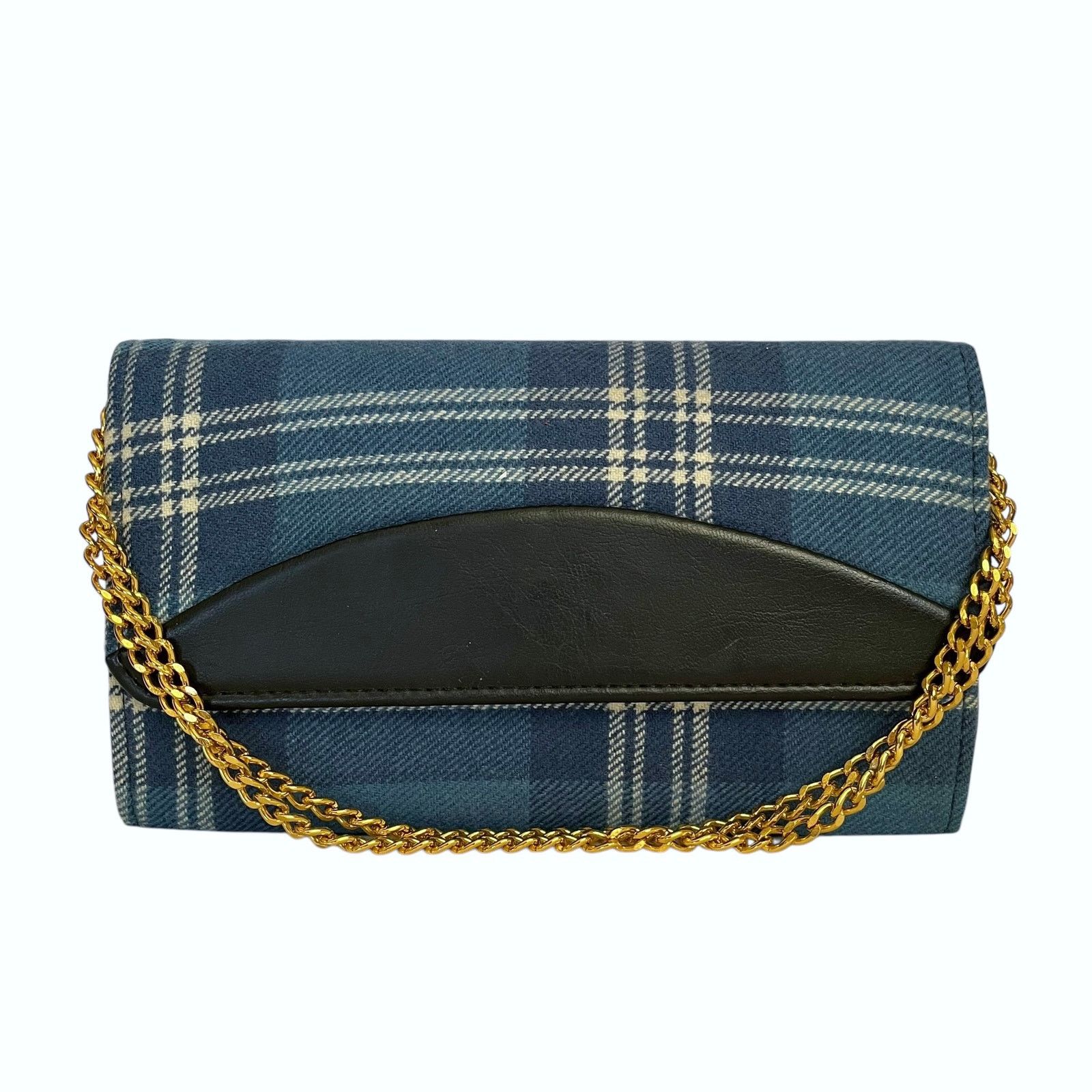 Vintage Vintage Brown's of Bermuda Blue Wool Tartan Handbag & Wallet Size ONE SIZE - 10 Thumbnail