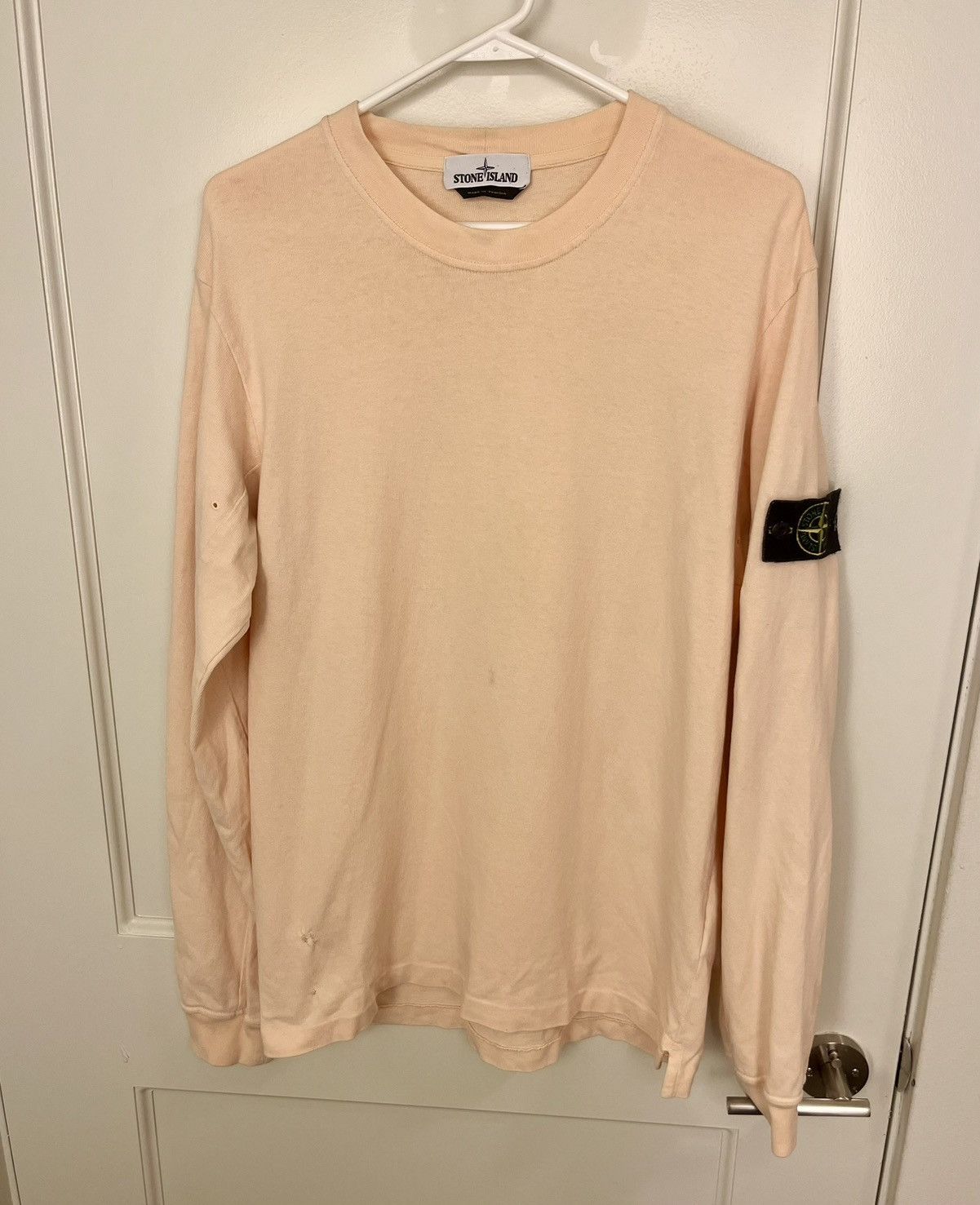 STONE ISLAND Peach Long Sleeve Crewneck Sweater Men's Large