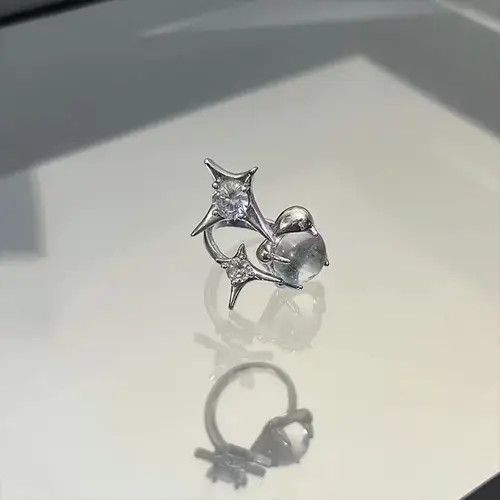 Handmade × Jewelry Abstract Ring Stone Silver Modern Star Art Psychedelic Size ONE SIZE - 2 Thumbnail