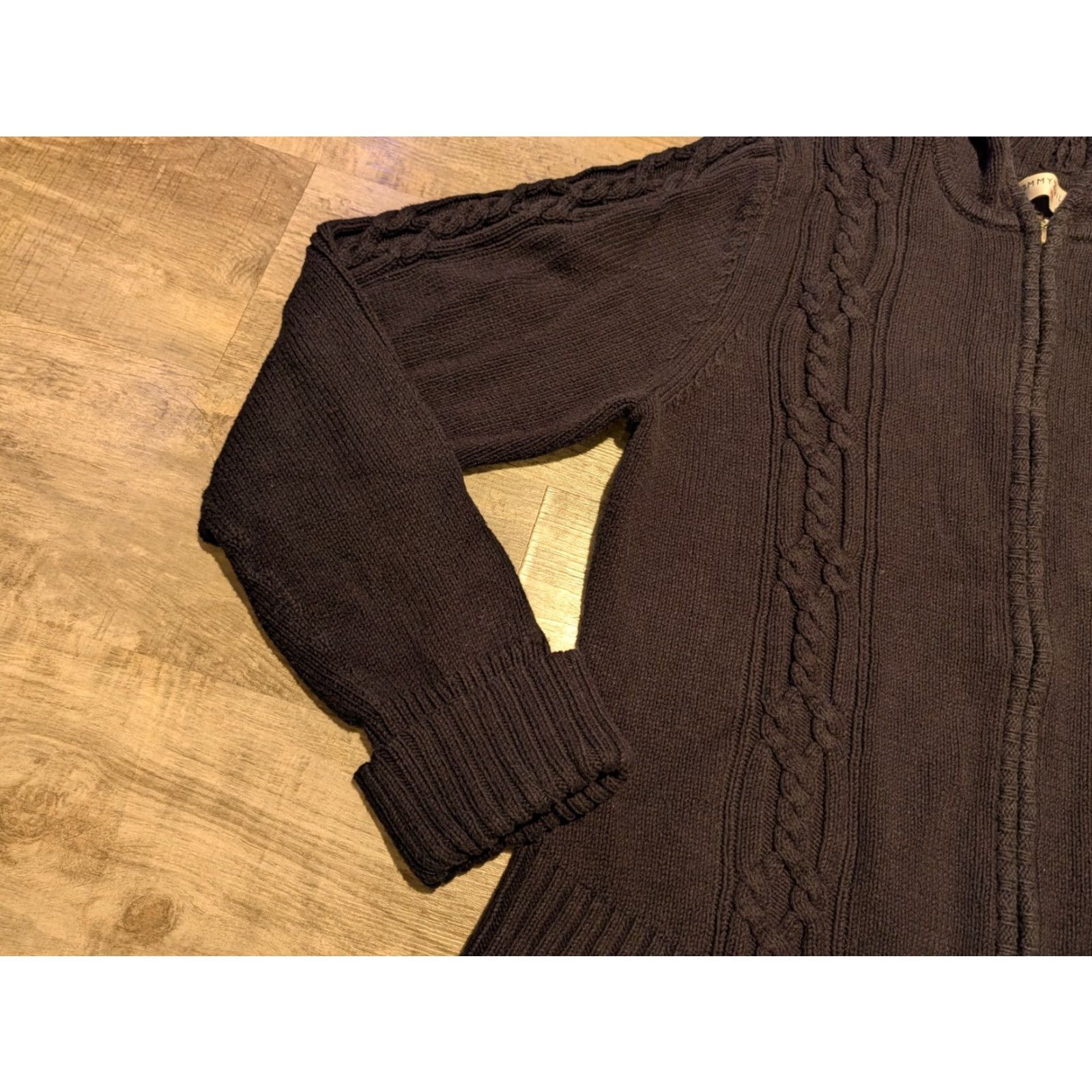 Tommy Hilfiger VINTAGE Tommy Hilfiger Women’s Sweater Full Zip Hooded Cable Knit Black XL Japan Size XL / US 12-14 / IT 48-50 - 4 Thumbnail