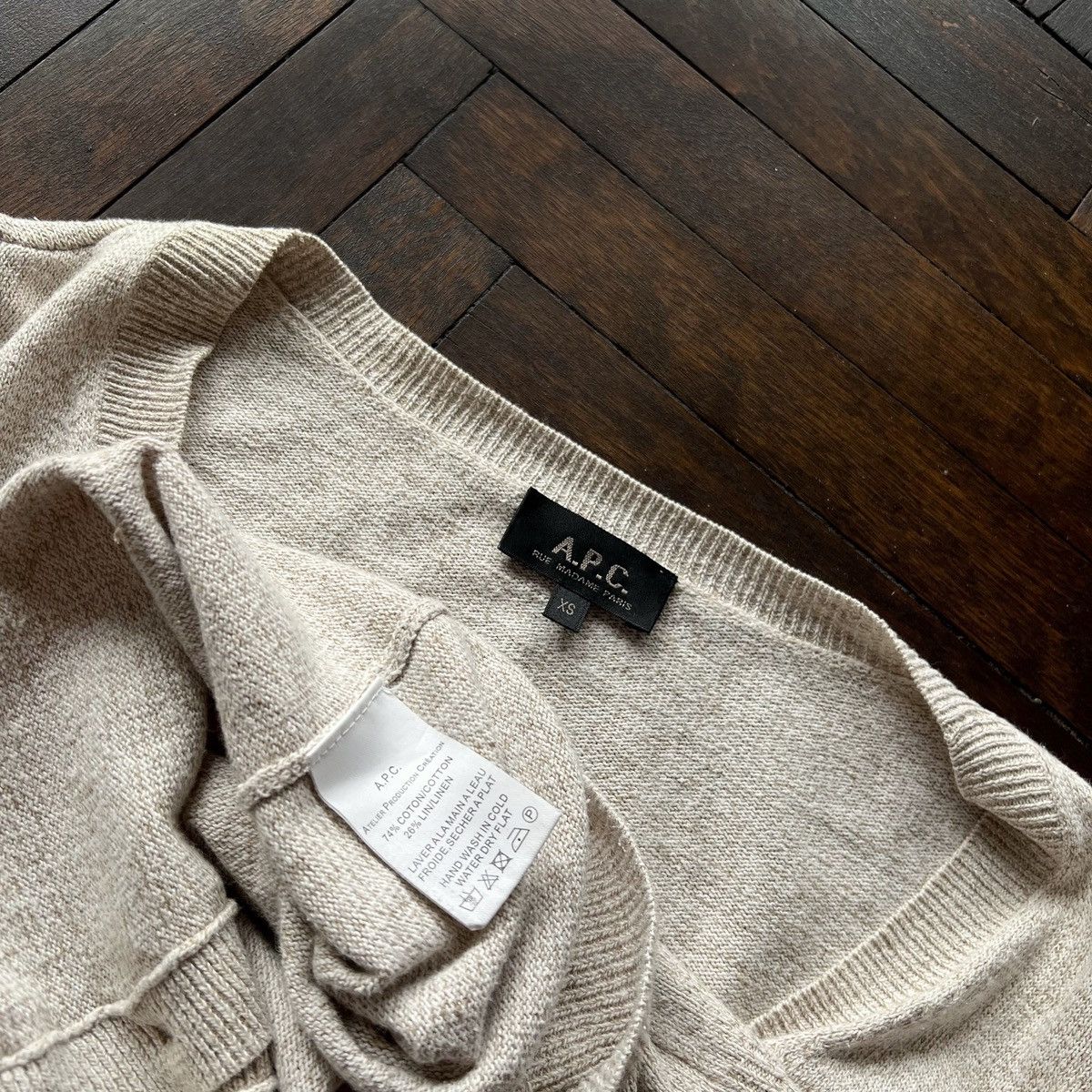 A.P.C. A.P.C. Rue Madame Paris Beige Cotton Linen LS Cardigan Size XS / US 0-2 / IT 36-38 - 6 Thumbnail