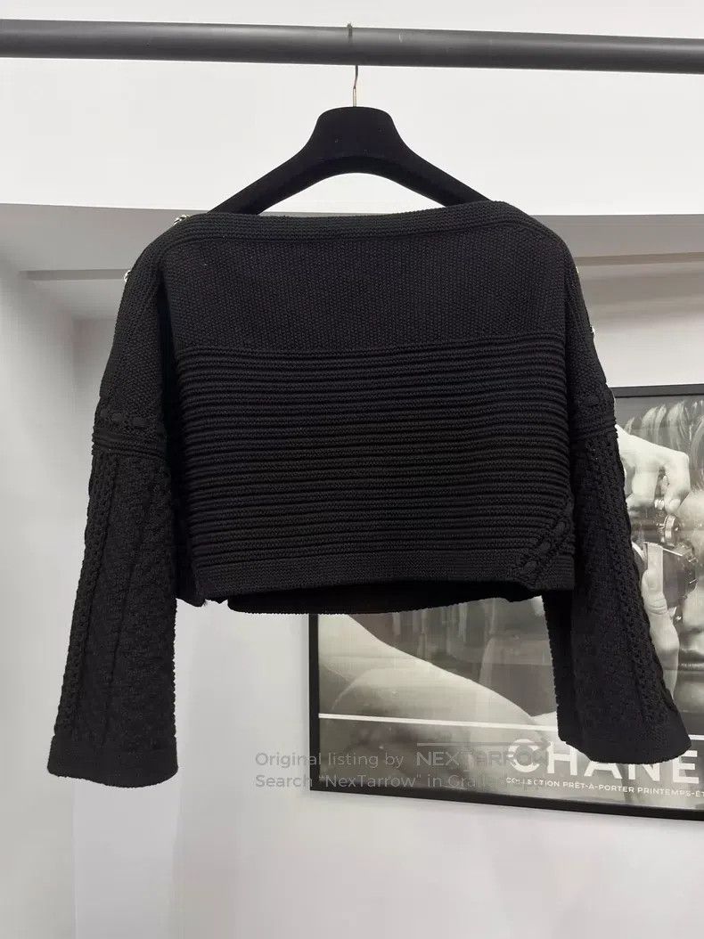 Chanel Chanel Black one-shoulder knitted sweater Size XXS / US 00 / IT 34 - 4 Thumbnail
