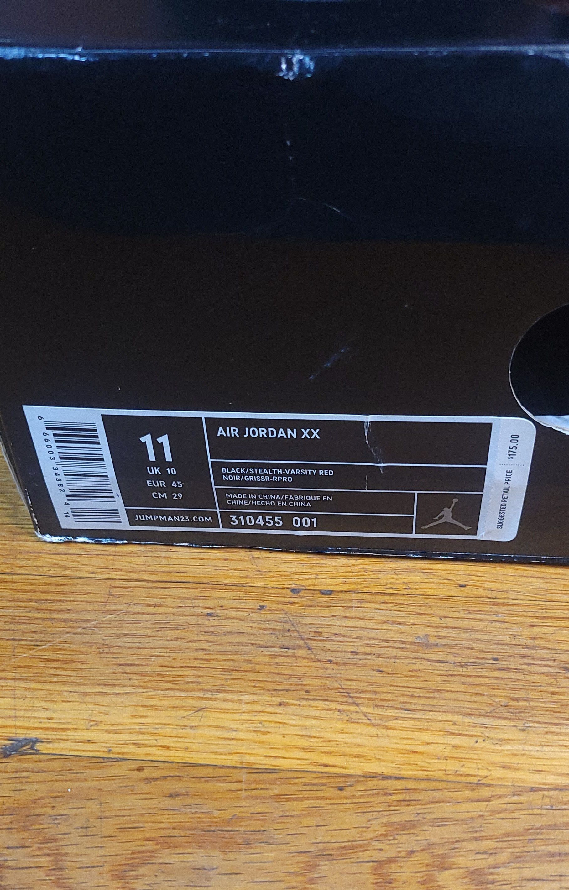 image of Air Jordan 20 OG ' Stealth ' 2005 Shoes in Black/Stealth/Varsity Red, Men's (Size 11)