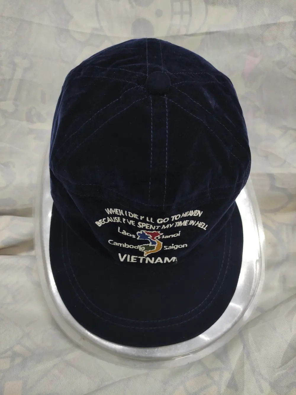 Japanese Brand BASIQUENTI SUKAJAN SOUVENIR VIETNAM WAR VELVET VINTAGE CAP Size ONE SIZE - 9 Thumbnail