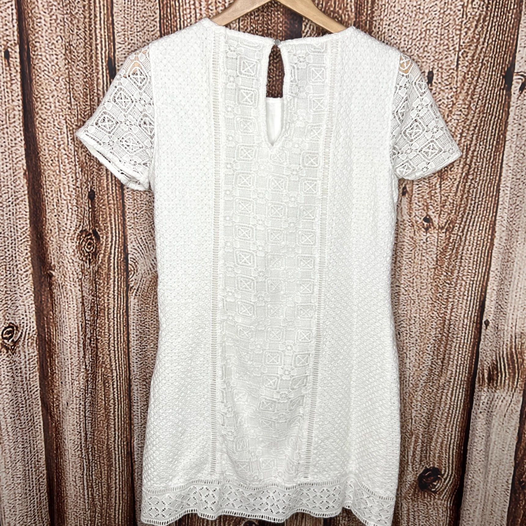 Abercrombie & Fitch Abercrombie & Fitch Women's S White Eyelet Dress Lace Short Sleeve Size 28" / US 6 / IT 42 - 4 Thumbnail