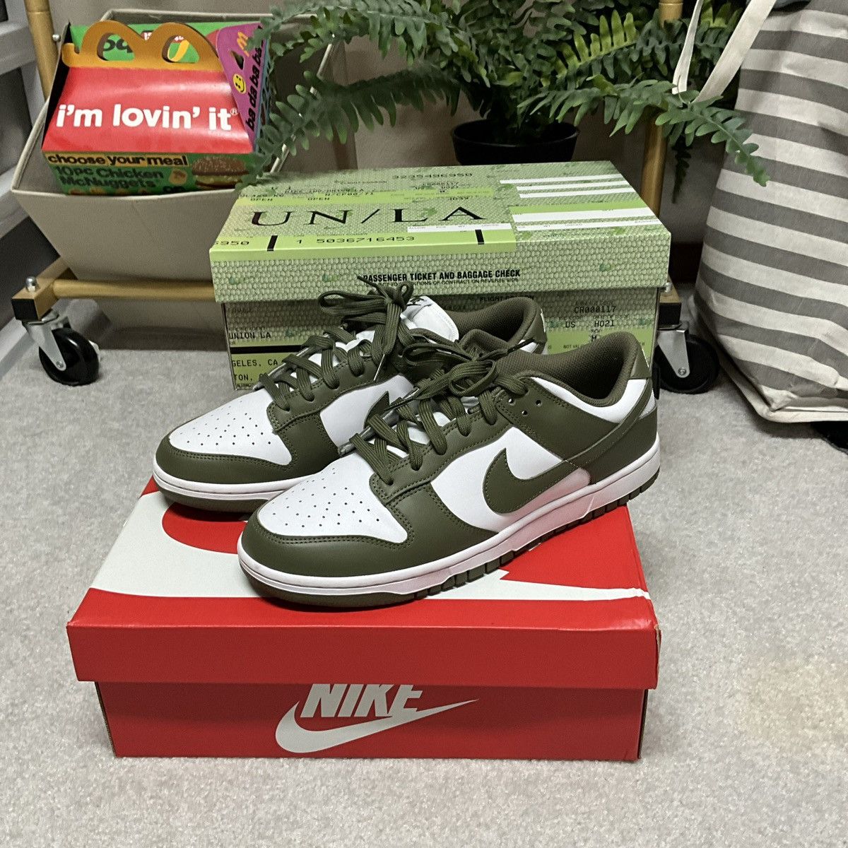 image of Nike Dunk Olive Shoes, Women's (Size 12)