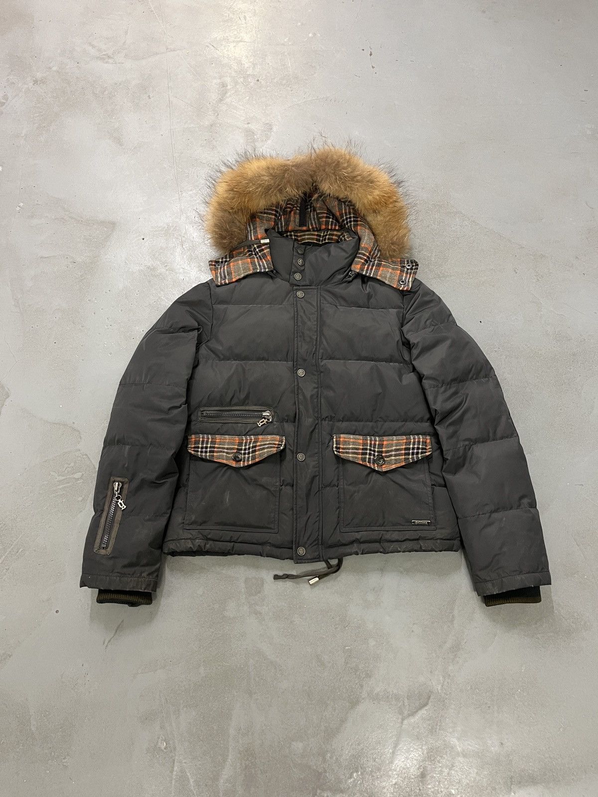 John Galliano John Galliano Tartan Panel Fur Hood Down Jacket Size US XL / EU 56 / 4 - 1 Thumbnail