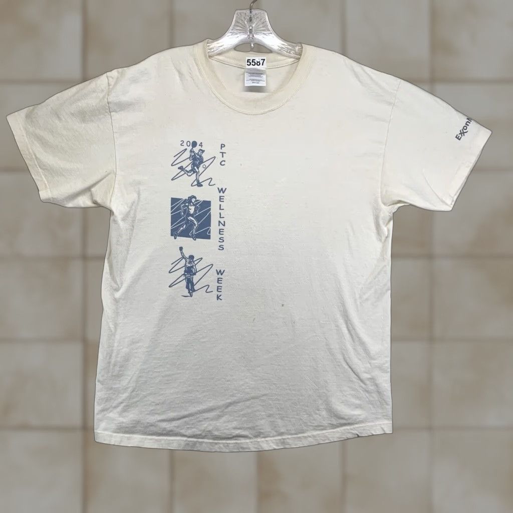 Port & Company VINTAGE Port & Company Graphic Print T-Shirt Unisex Adult Large Ivory Wellness Week USA Health y2k Size US L / EU 52-54 / 3 - 1 Thumbnail