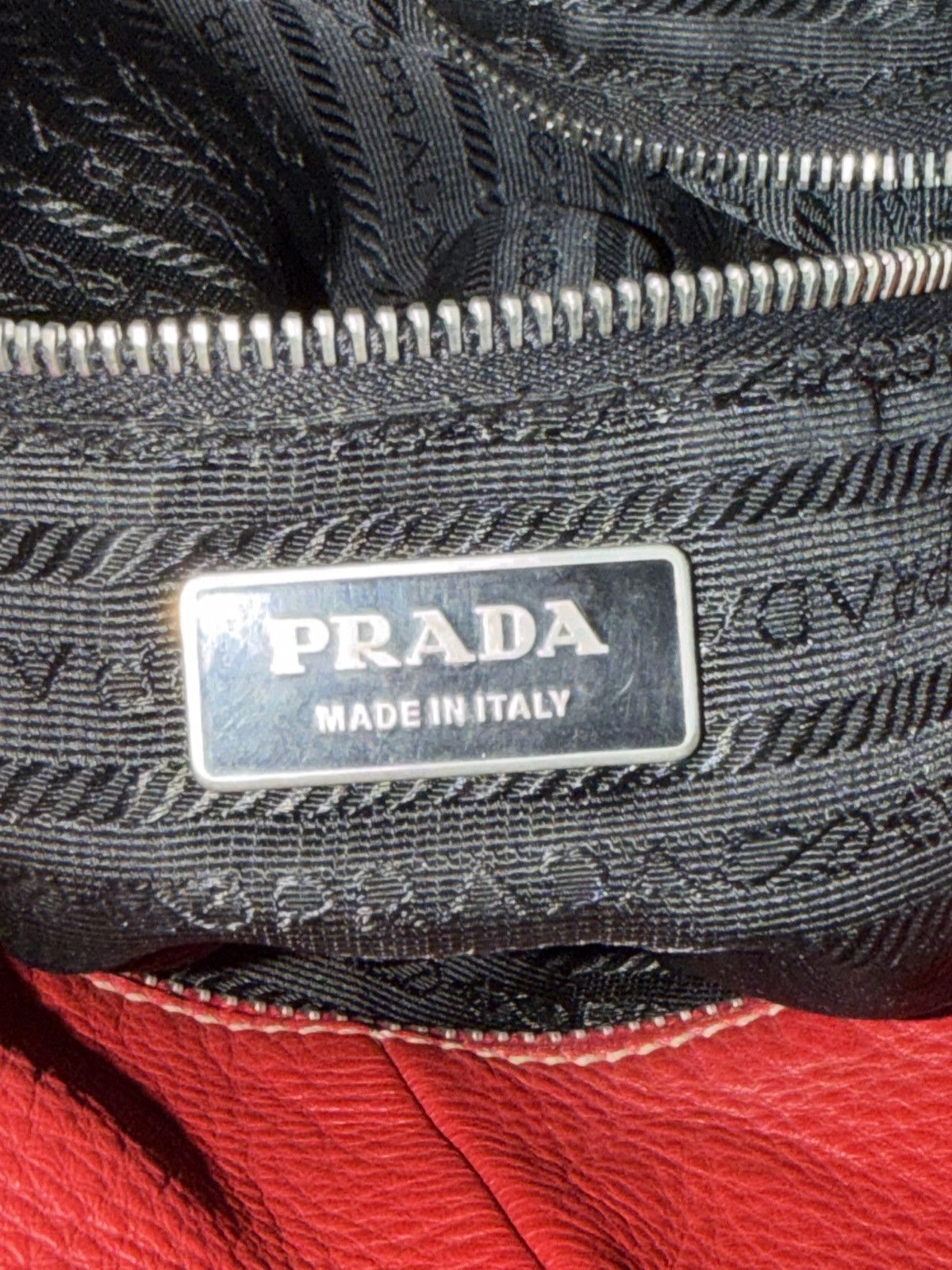 Prada Prada Vitello Daino Red Leather Barrel Duffle Bag Size ONE SIZE - 8 Thumbnail