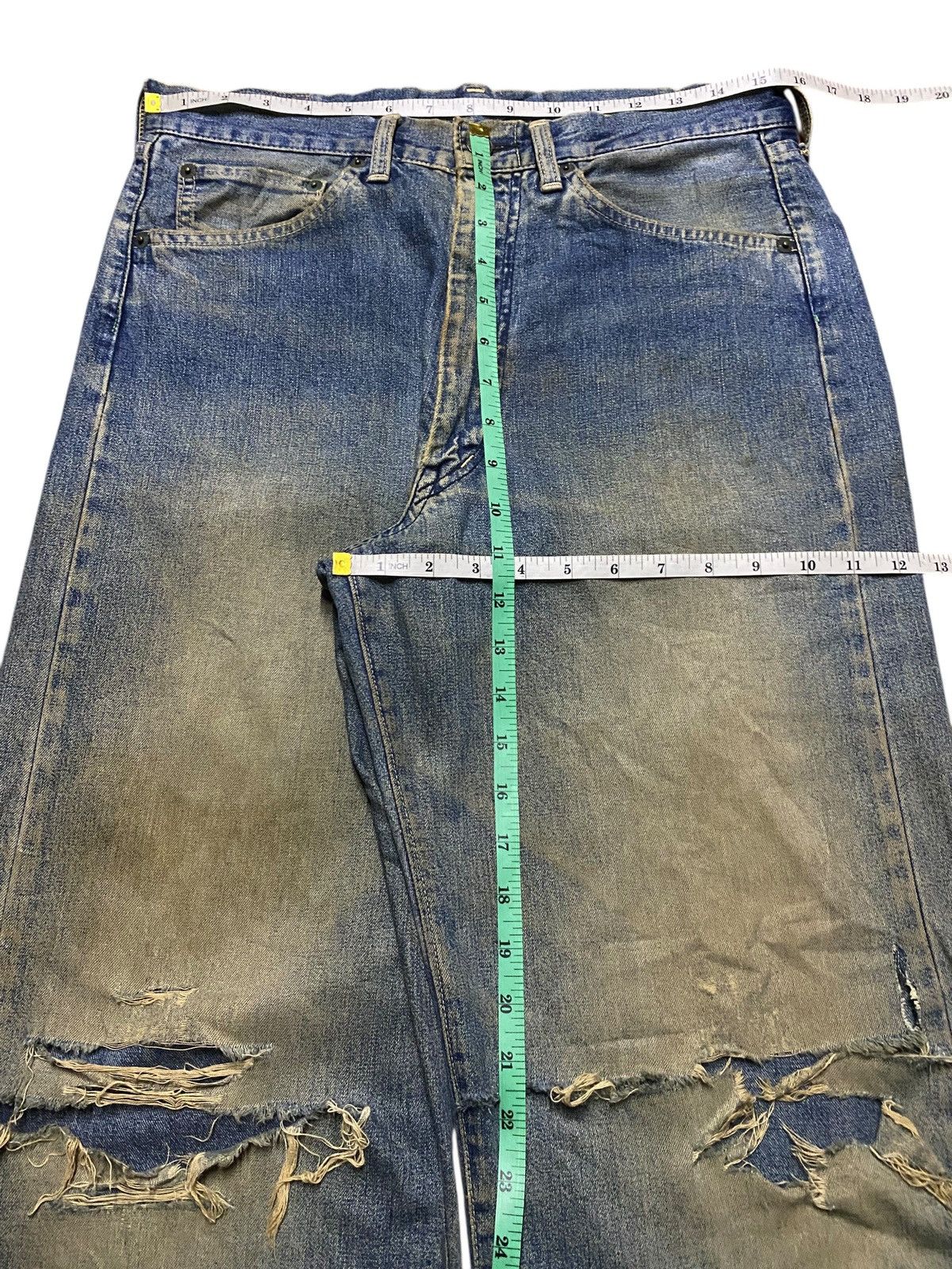 Japanese Brand Japanese Brand Bartack Mud Wash Distressed Baggy Jeans Size US 31 - 9 Thumbnail