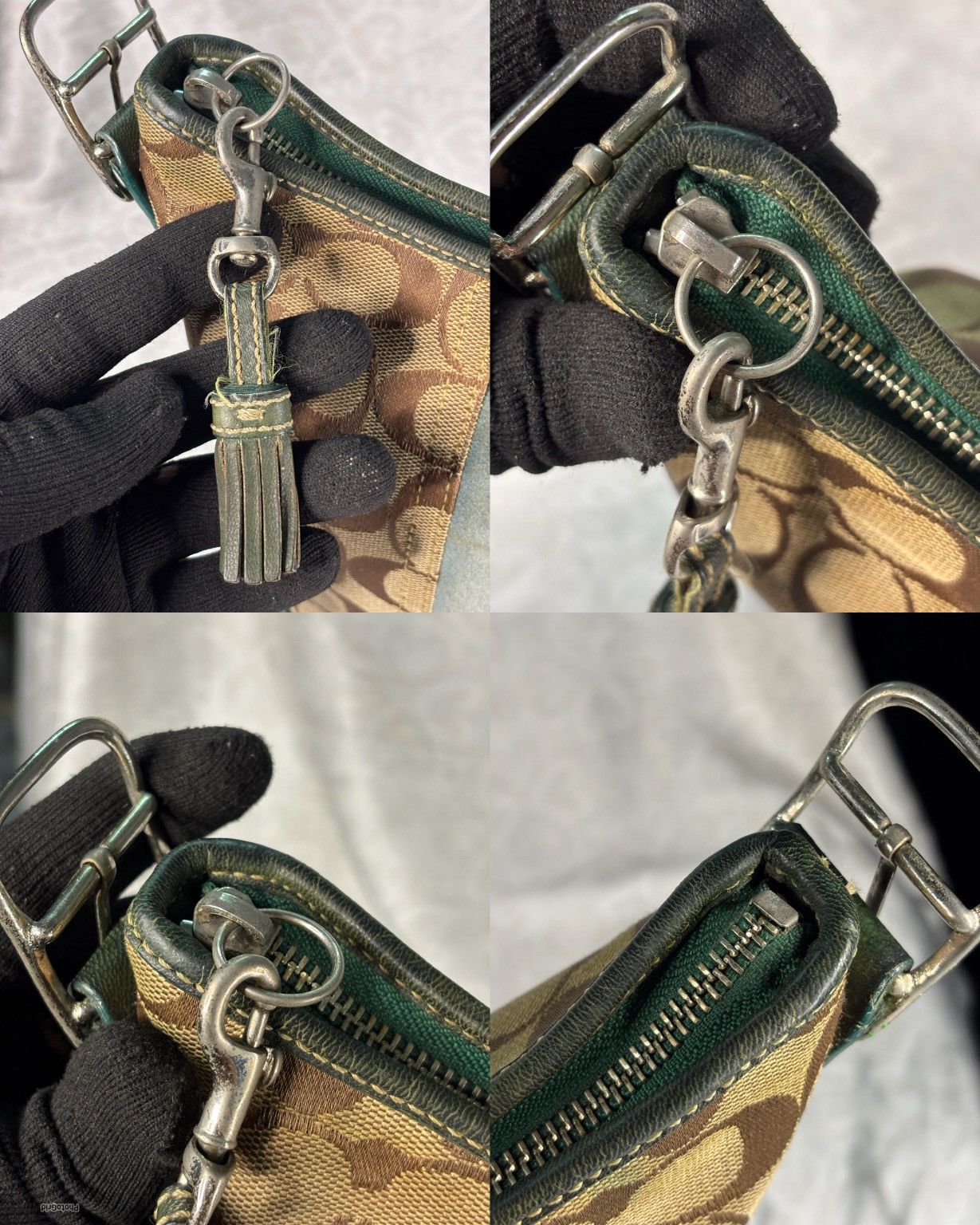 Coach (over used) Coach Green Suede Leather Sling Bag Size ONE SIZE - 17 Thumbnail