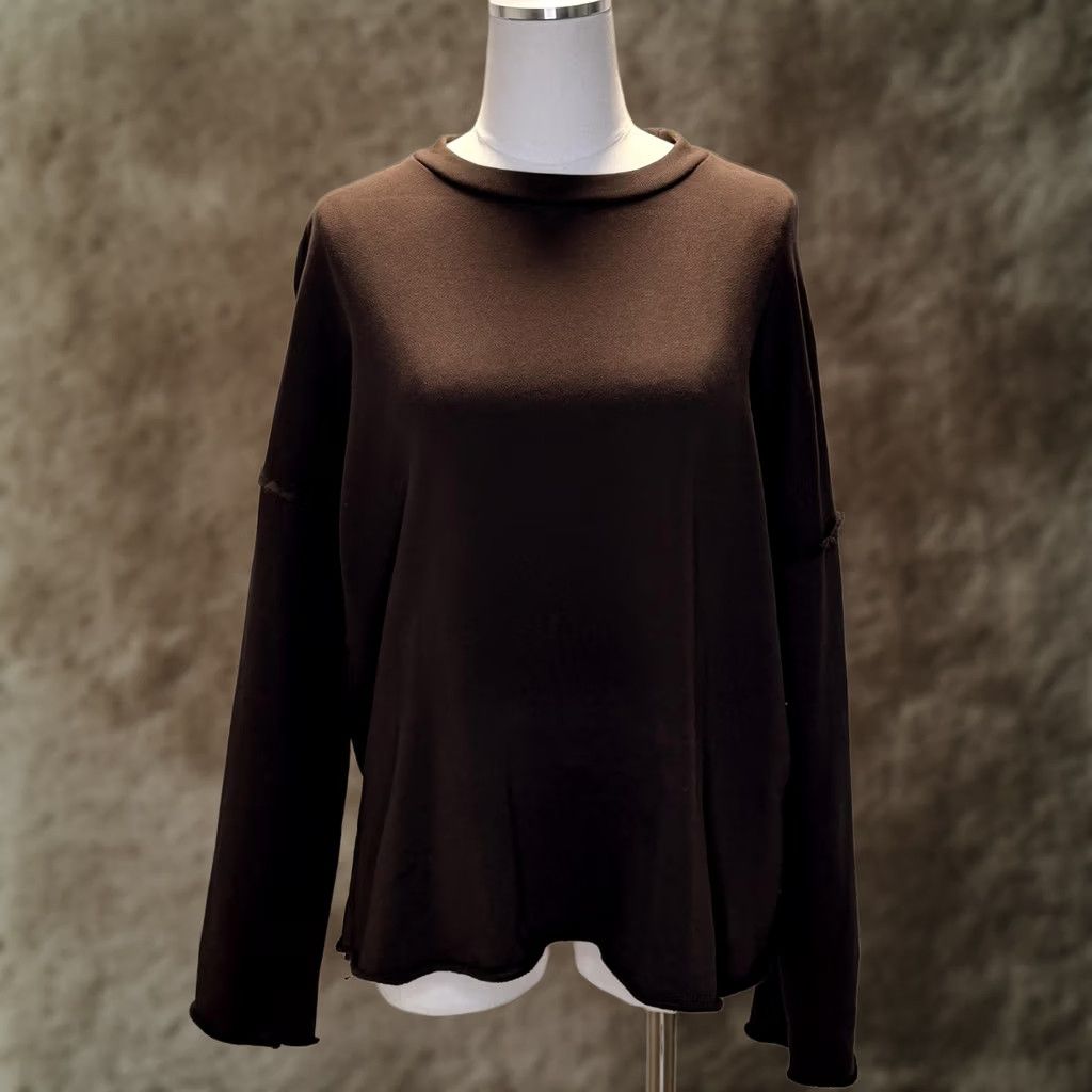 Eileen Fisher Eileen Fisher Shirt Womens Medium Brown Organic Cotton Long Sleeve Crewneck Top Size M / US 6-8 / IT 42-44 - 1 Thumbnail
