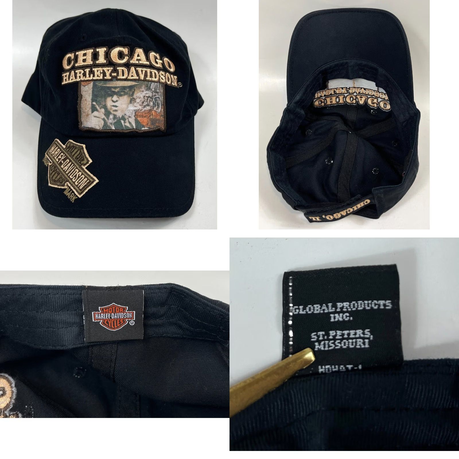 Harley Davidson Harley-Davidson Chicago Adjustable Strapback Cap Hat Embroidered Black Men One Size Cap/Hat USA Biker Motorcycle Vintage Size ONE SIZE - 8 Thumbnail