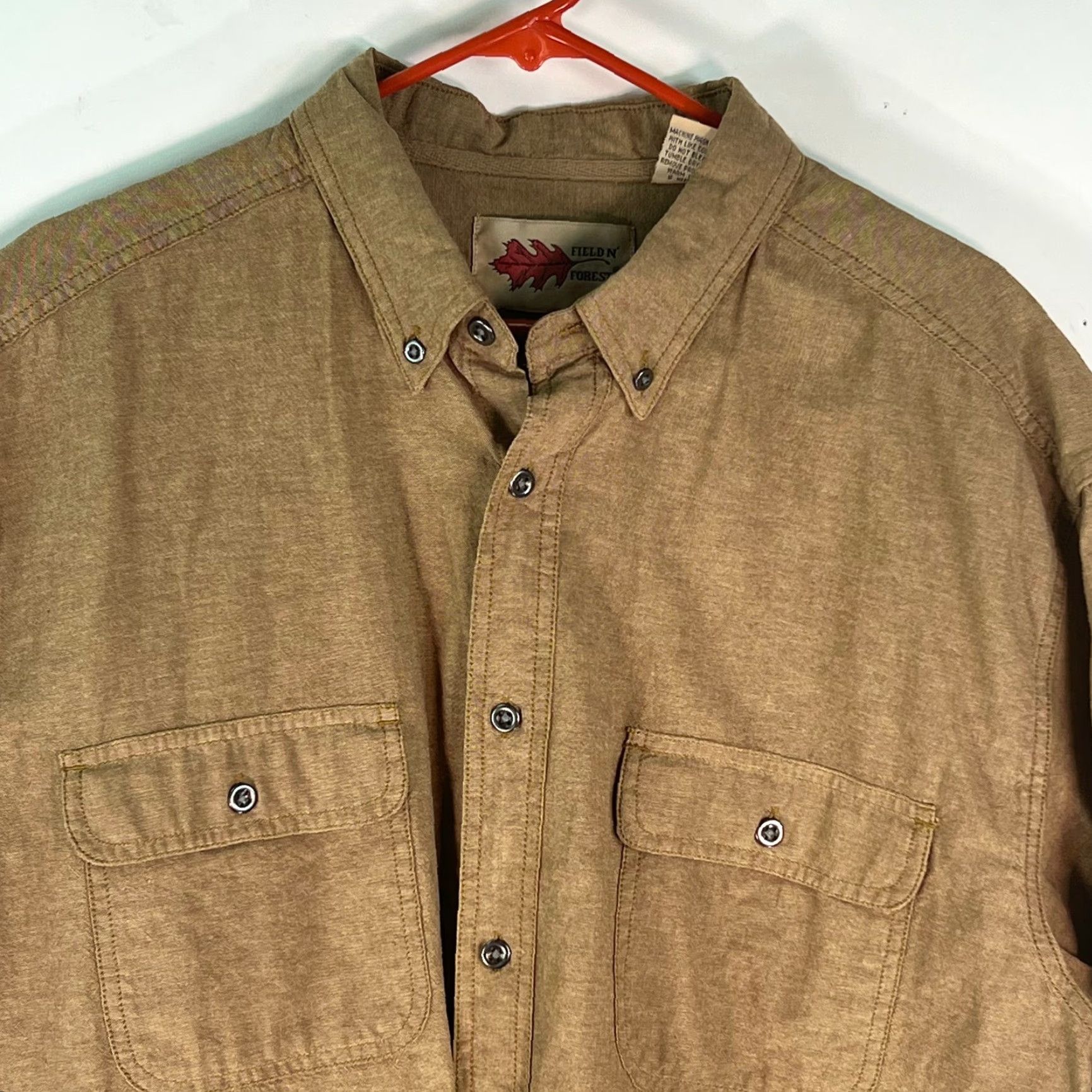 Vintage Field N Forest Mens Short Sleeves Button Down Shirt XLT Brown Cotton Casual Size US XL / EU 56 / 4 - 3 Thumbnail