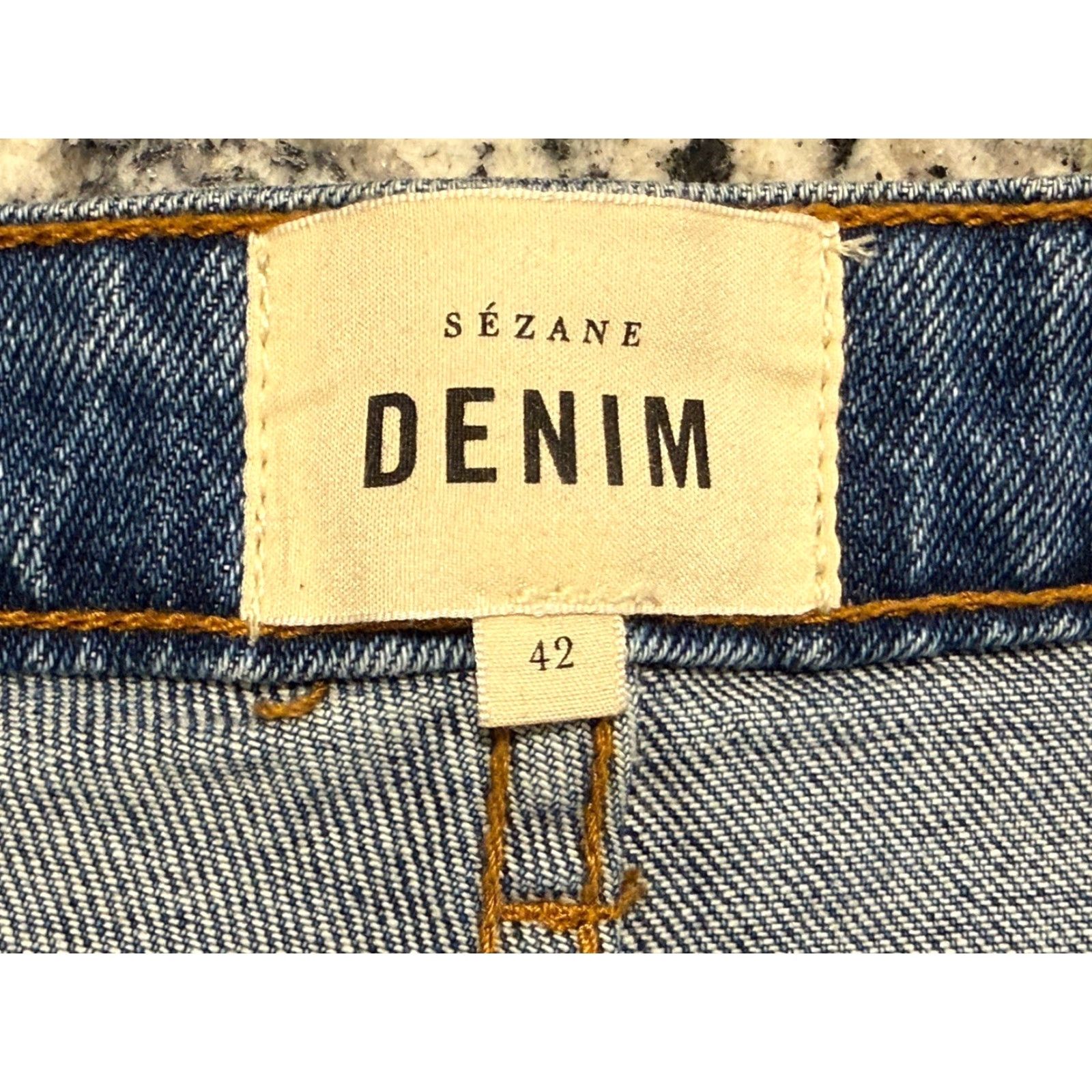 Vintage Sezane Jeans Button Fly Straight Womens 34 34x26.5 Blue Cotton Elastane 42 EU Morocco Size 24" / US 00 / IT 34 - 2 Thumbnail