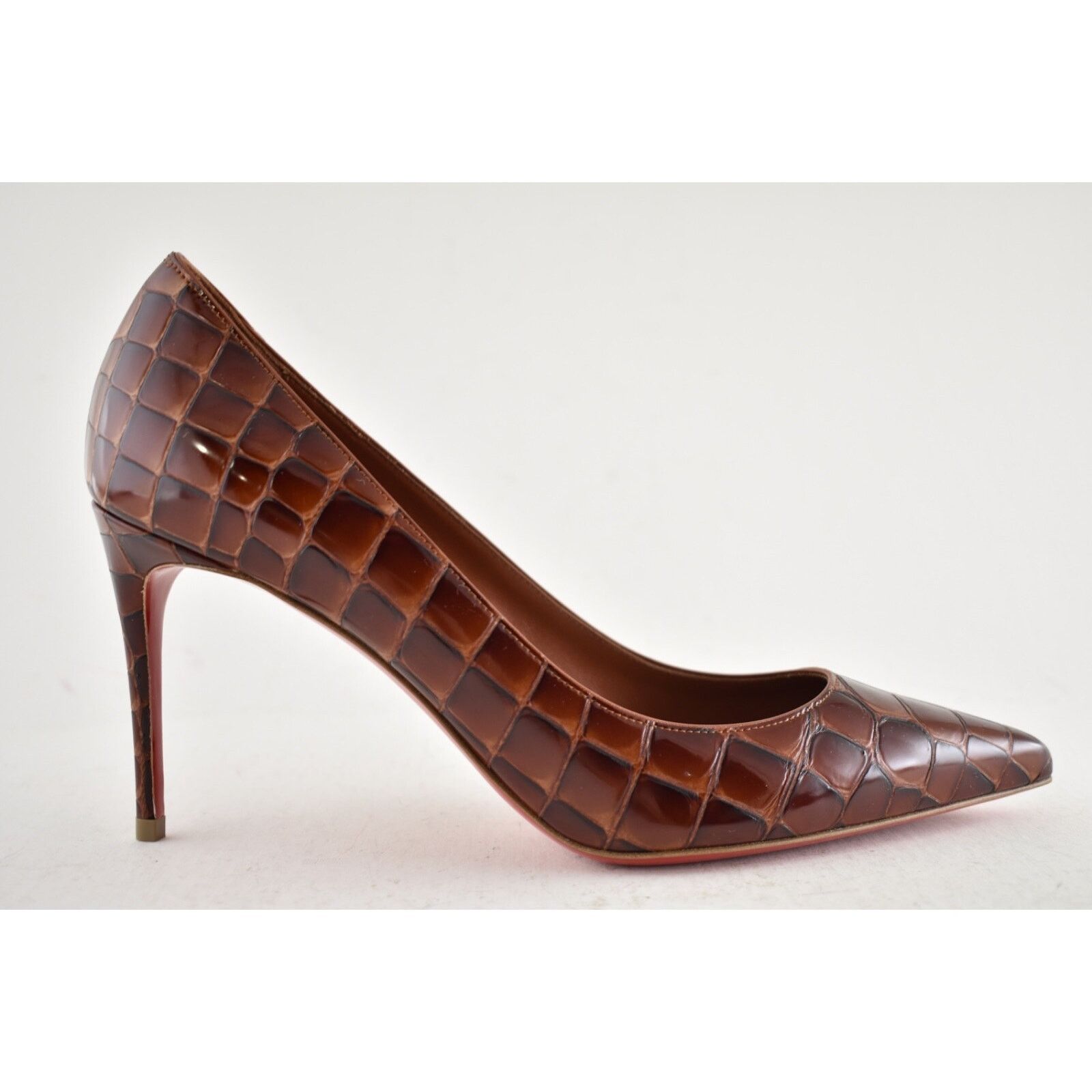 Christian Louboutin Christian Louboutin Kate 85 Brown Acajou Calf Ali Croc Size US 8 / IT 38 - 2 Thumbnail