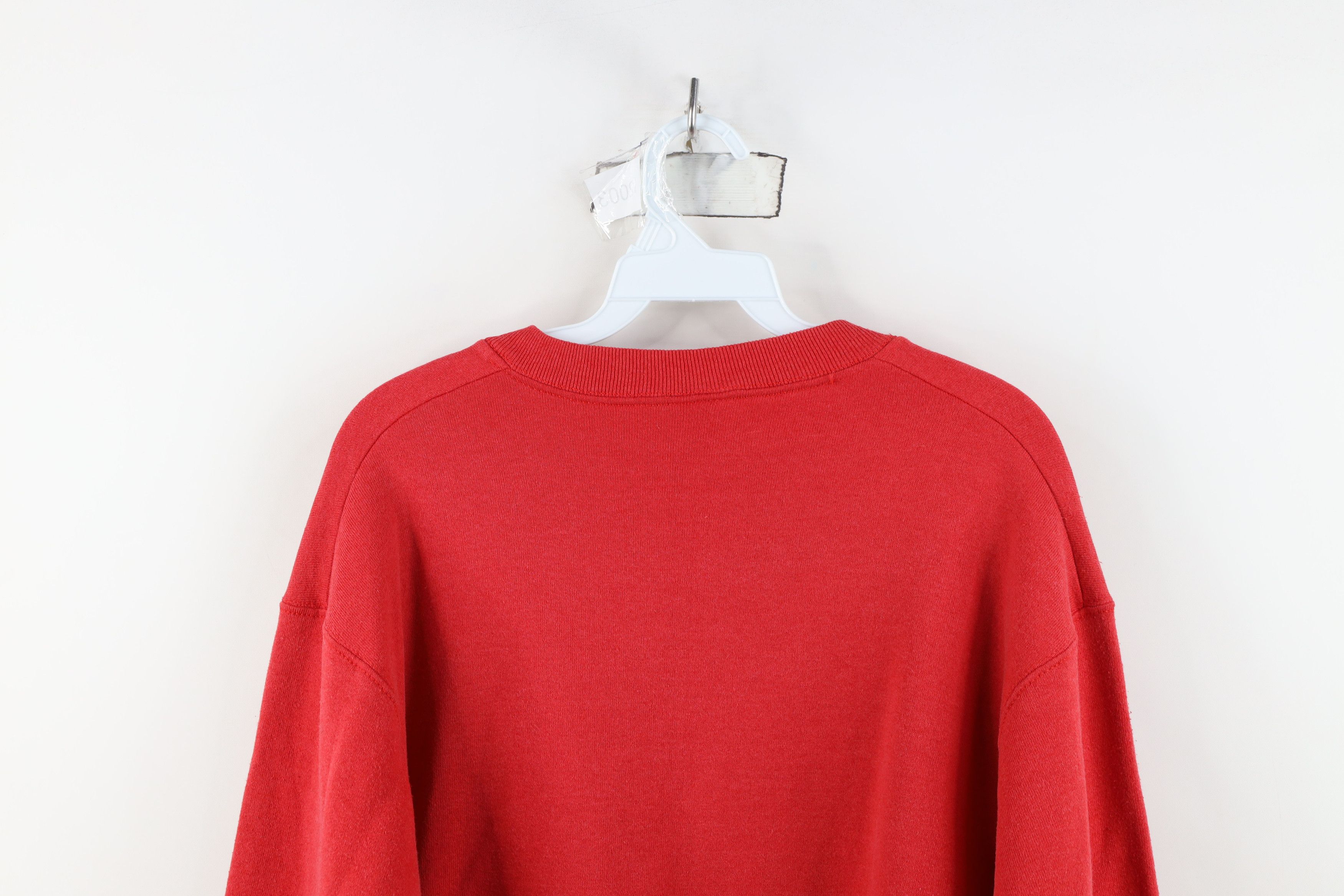 Vintage Vintage 90s Streetwear Blank Crewneck Sweatshirt Red USA Size US L / EU 52-54 / 3 - 11 Thumbnail