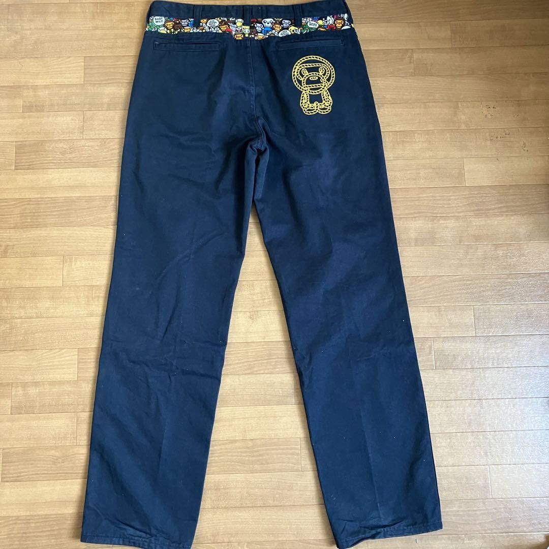 Bape A BATHING APE Baby Milo Chino Pants Navy L Size US 33 - 1 Thumbnail