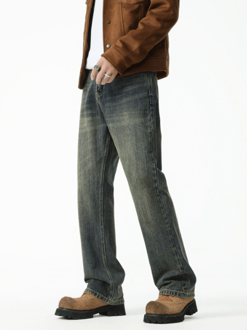 Japanese Brand × Jean Men's trendy washed distressed bamboo cotton flared jeans Size US 32 / EU 48 - 2 Thumbnail