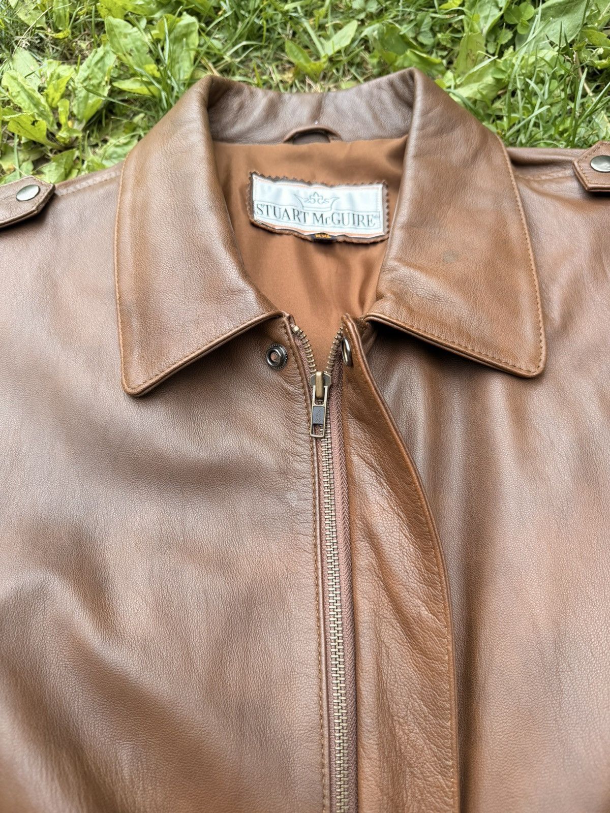 Stuart McGuire VTG Stuart Mcguire Brown Leather Jacket Size XL Size US XL / EU 56 / 4 - 7 Thumbnail