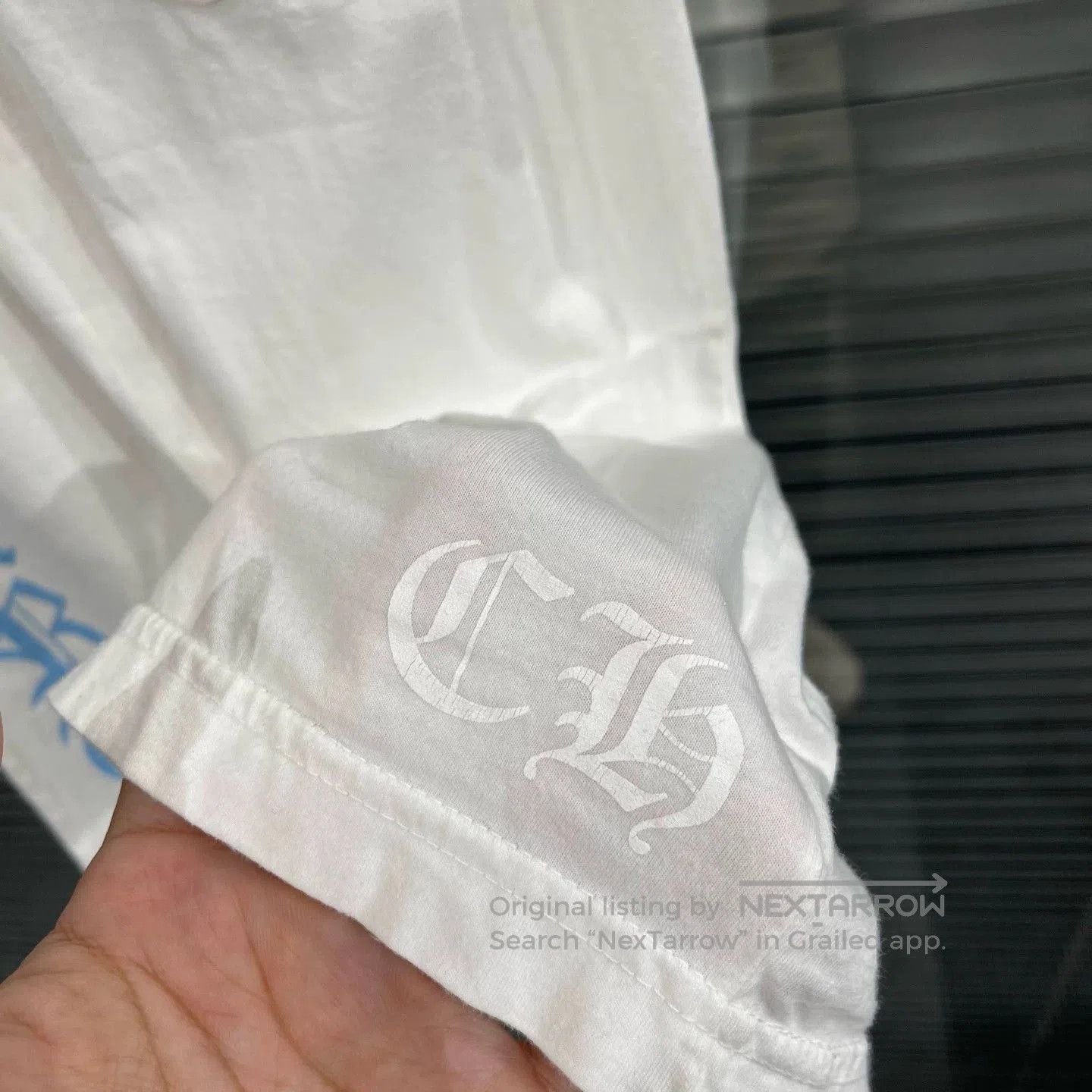 Chrome Hearts White Short Sleeve Shirt with Blue Text and Pocket. Size US S / EU 44-46 / 1 - 5 Thumbnail