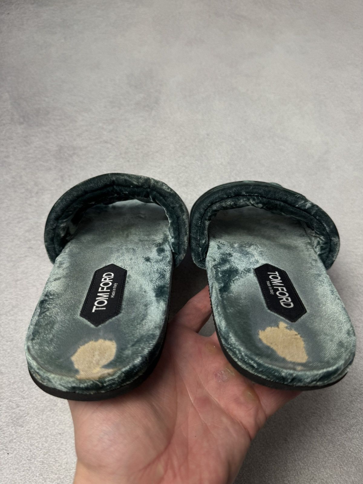 Tom Ford ✅ Tom Ford Teal Velvet TF Logo Slippers Slides US7-8 Size US 7.5 / EU 40-41 - 11 Thumbnail
