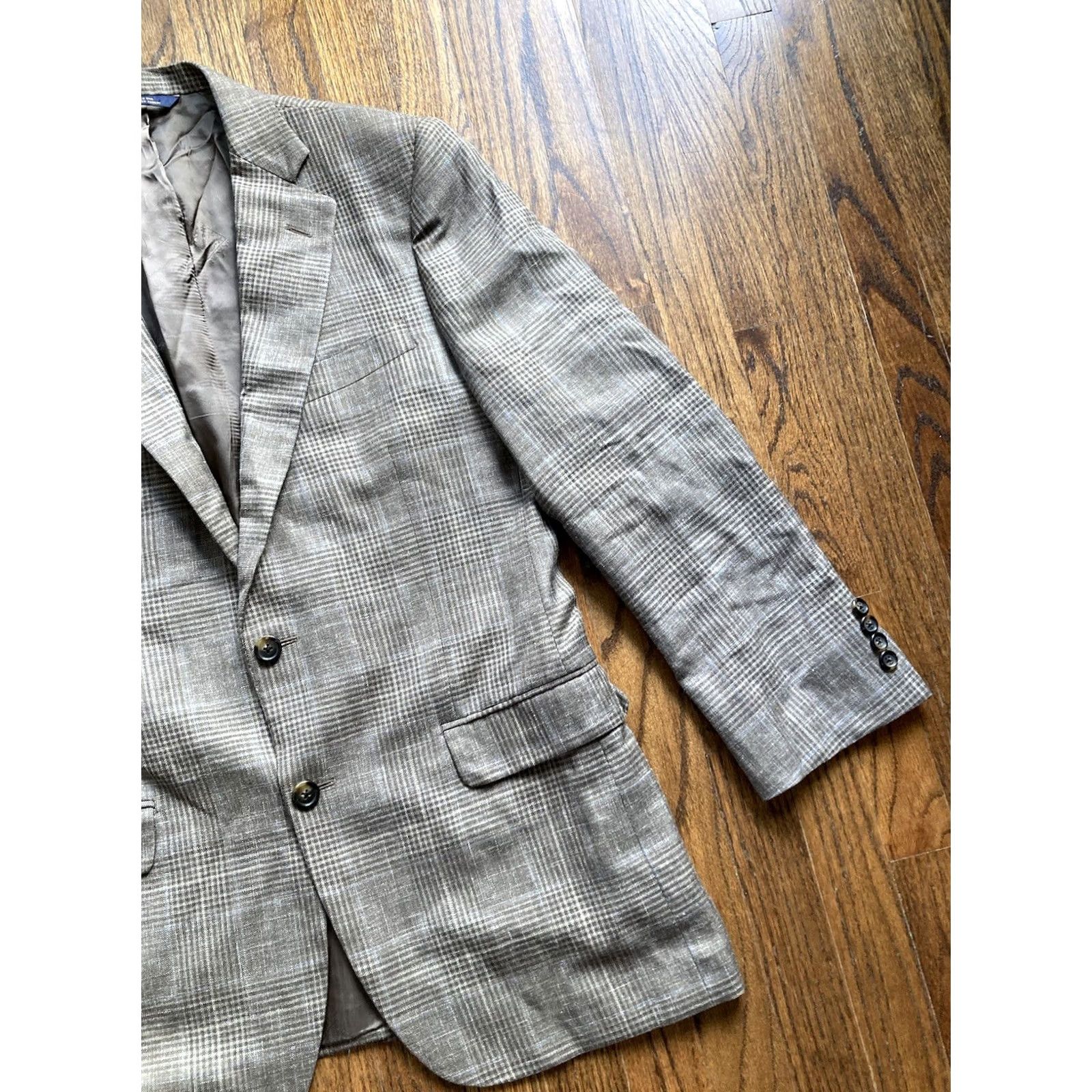 Brooks Brothers Brooks Brothers Blazer Men Size 40 Regular Wool Plaid Brown 1818 Madison Jacket 40R Saxxon Wool Brown Mens Size 40R - 3 Thumbnail