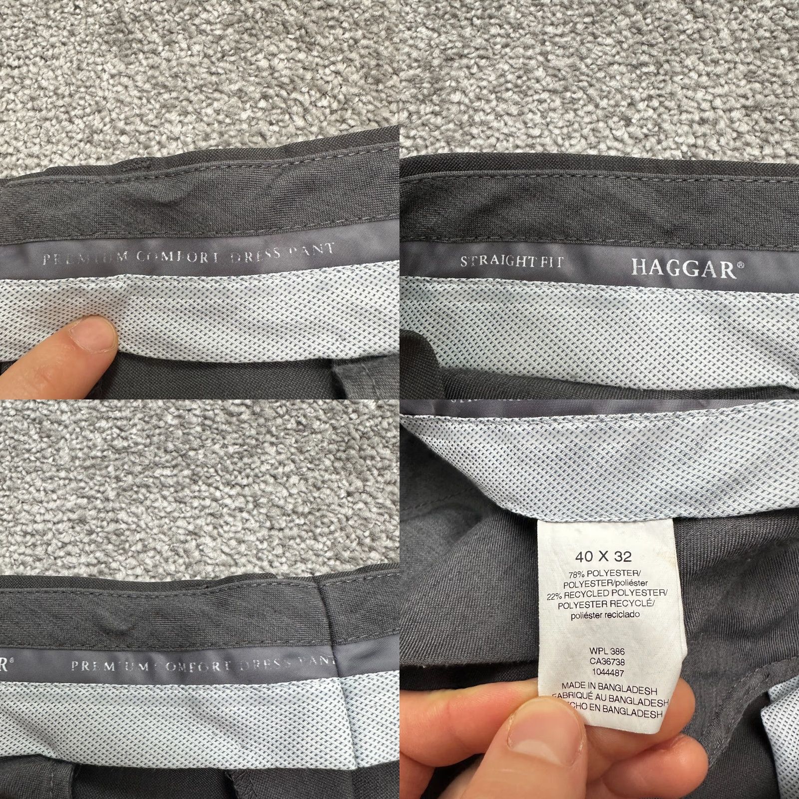 Haggar Haggar Pants 40x32 Dark Gray Premium Comfort Straight Fit Dress Workwear Mens Size US 40 / EU 56 - 8 Thumbnail