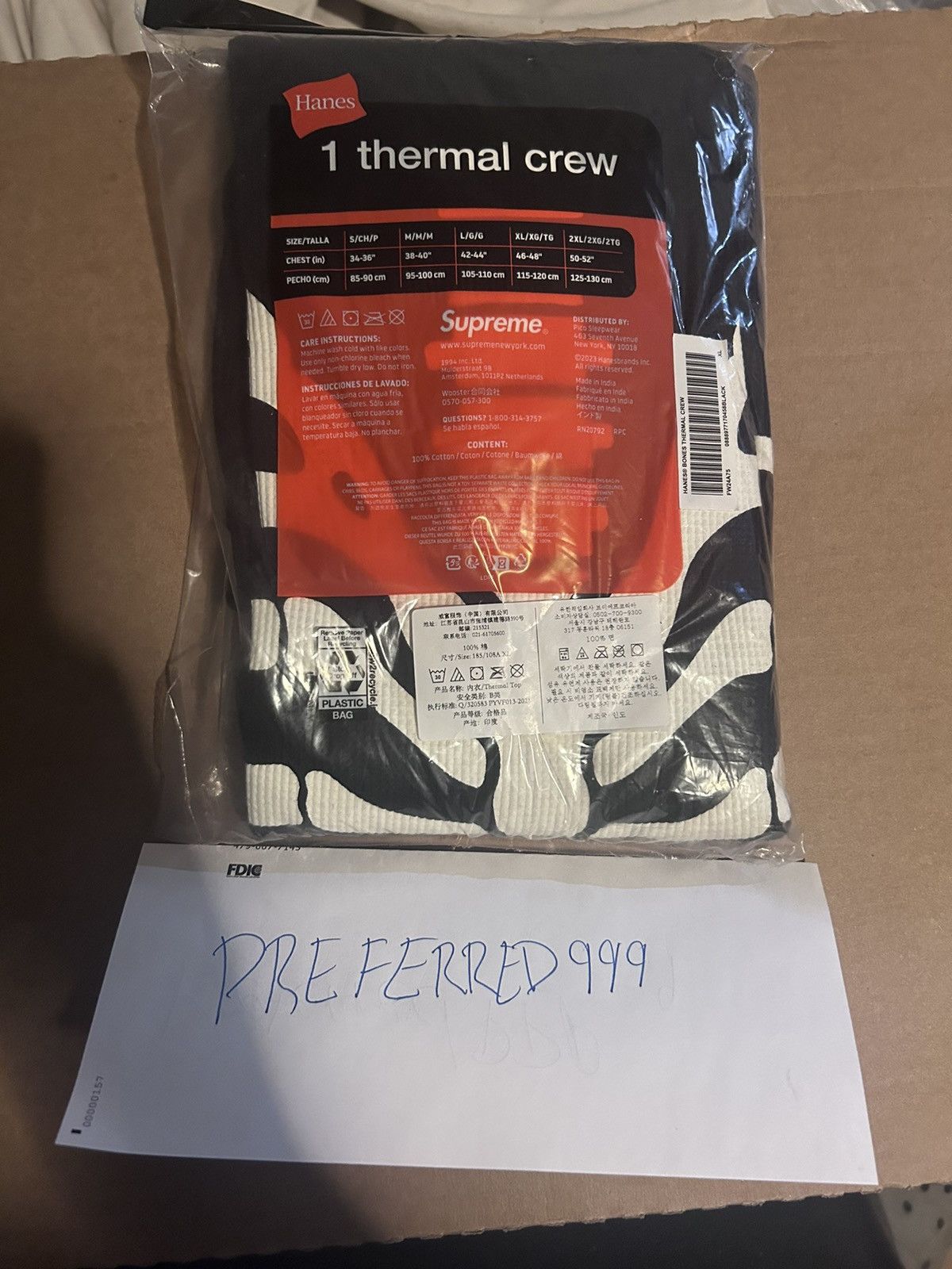 Hanes × Supreme SUPREME X HANES BONES THERMAL L/S SHIRT XL Size US XL / EU 56 / 4 - 2 Thumbnail
