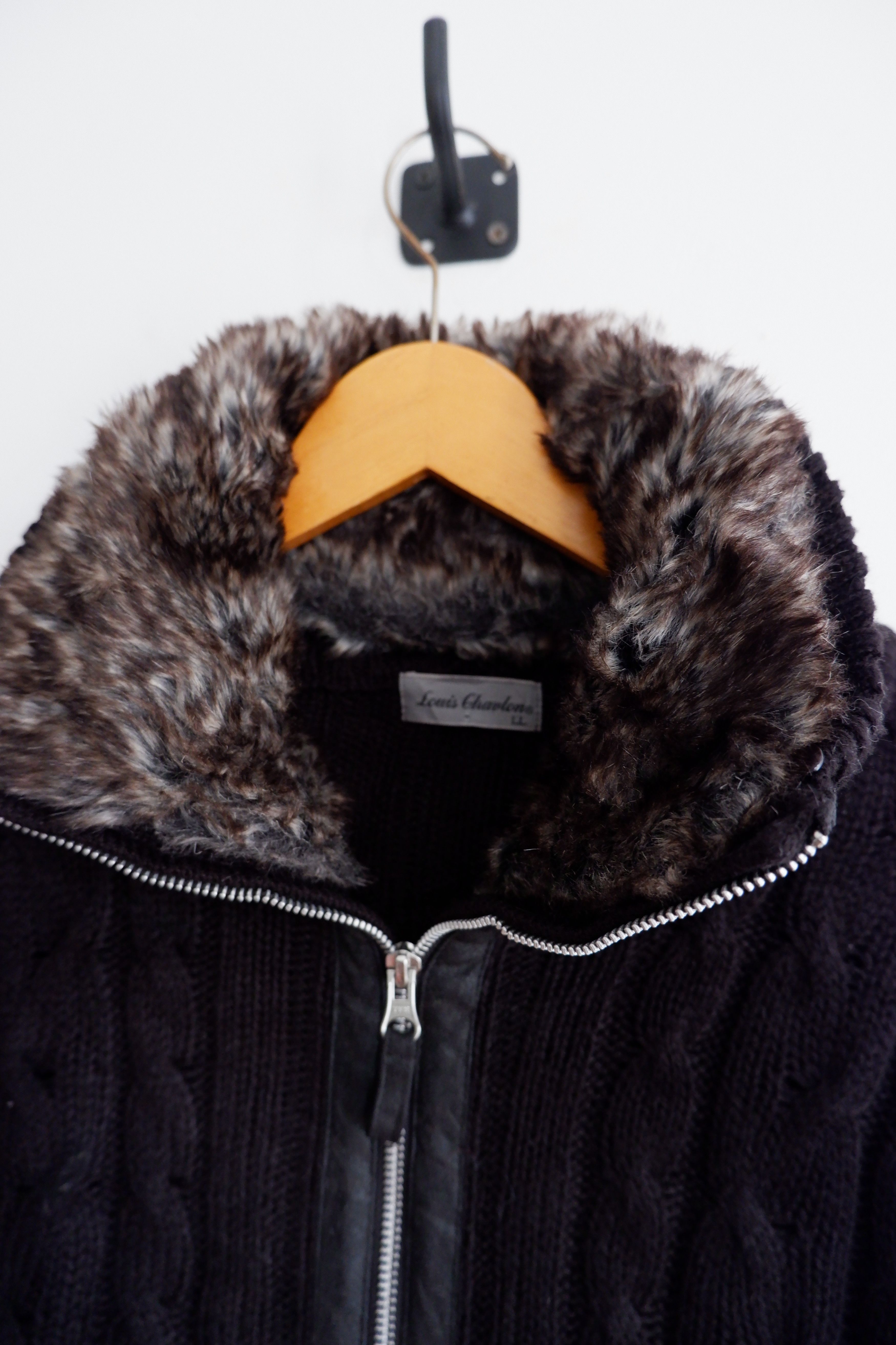 If Six Was Nine Vintage Louis Chavlon Fur Neck Knitted Zip Size US L / EU 52-54 / 3 - 4 Thumbnail