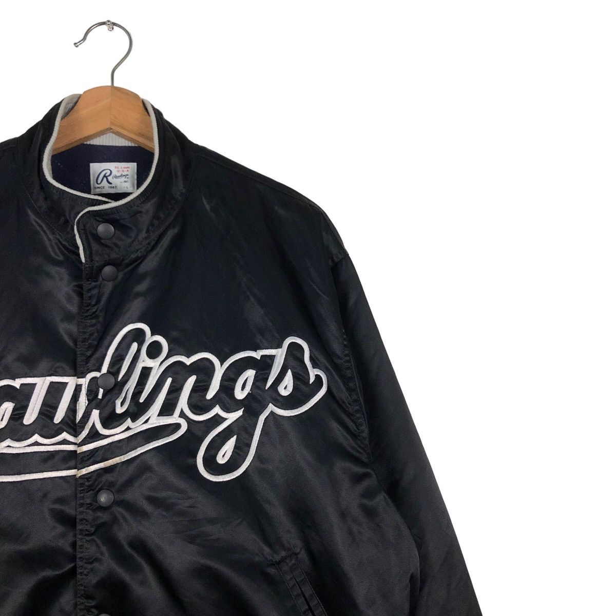 Japanese Brand 🔥Vintage Satin Bomber Jacket Rawlings Spell Out Big Logo Size US L / EU 52-54 / 3 - 6 Thumbnail