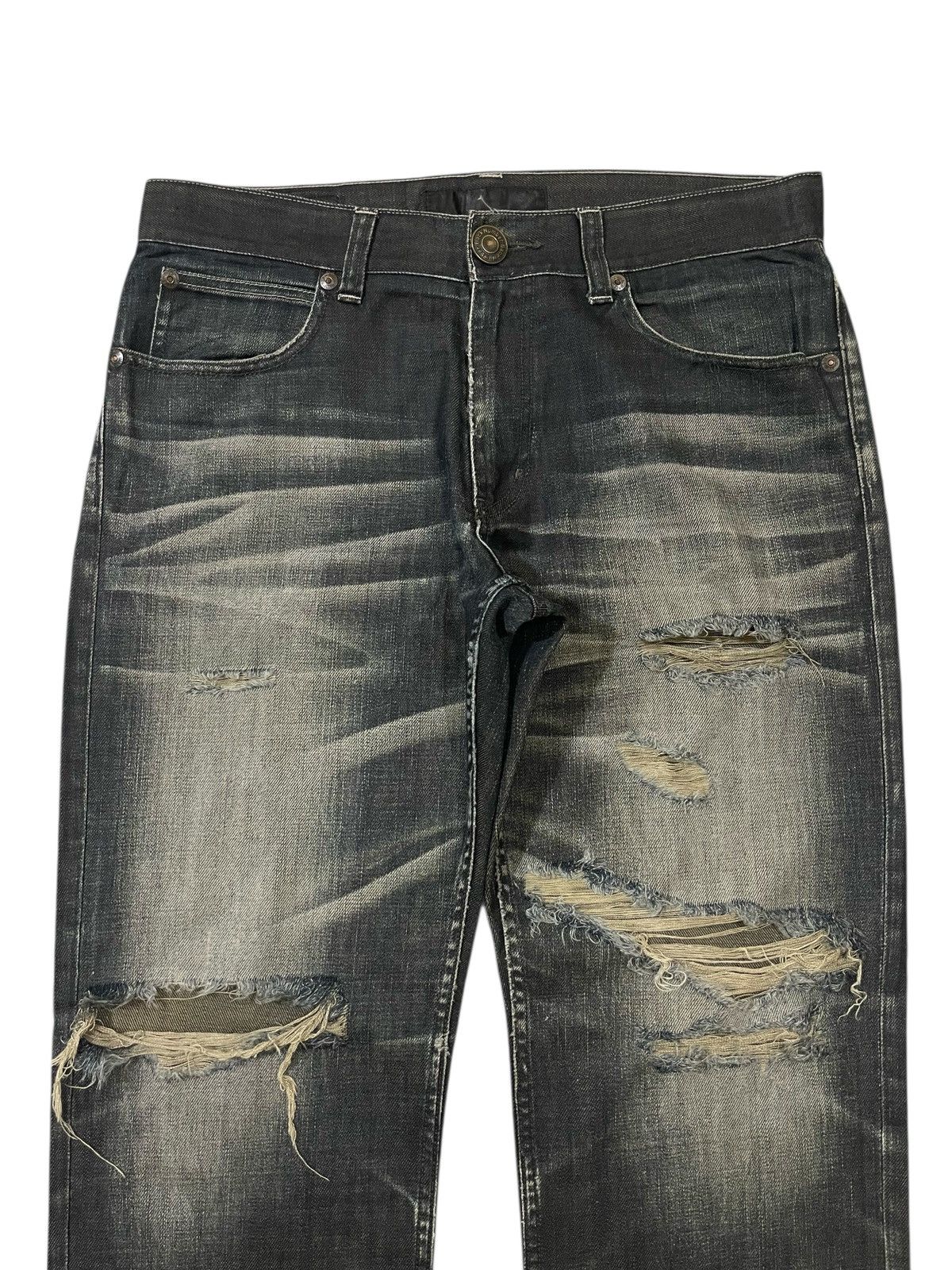 Black Label Japan BACK NUMBER BLACK LABEL Washed Distressed Jeans Denim Size US 35 - 3 Thumbnail