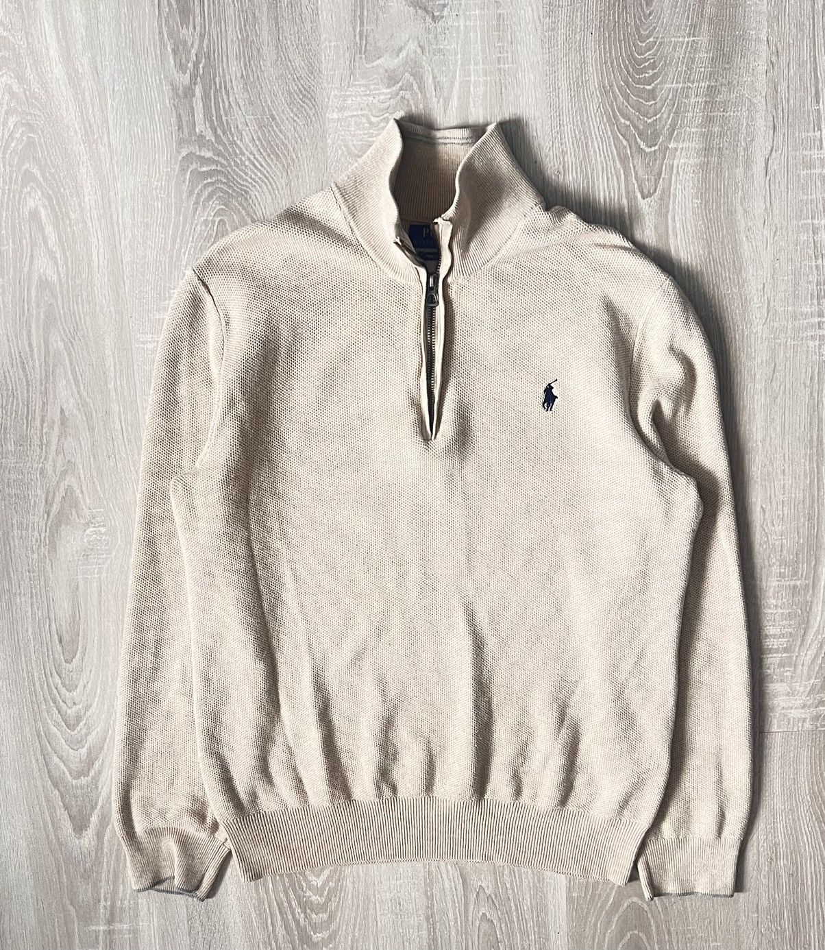 Polo Ralph Lauren Polo Ralph Lauren Beige 1/3 Knit Zip Basic Pullover Sweater Size US M / EU 48-50 / 2 - 1 Thumbnail