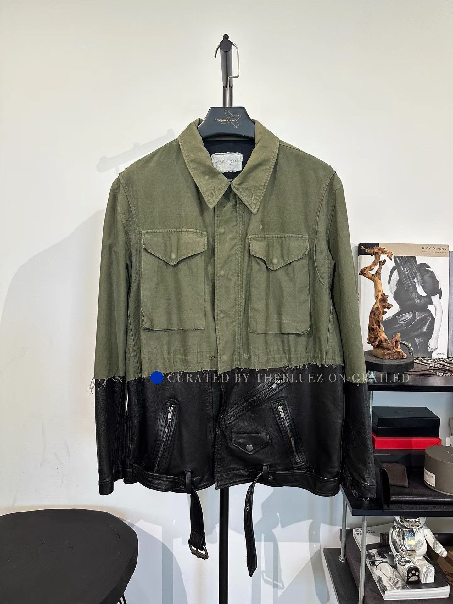 Greg Lauren Unique Green Leather Spliced Work Jacket Size US L / EU 52-54 / 3 - 1 Thumbnail