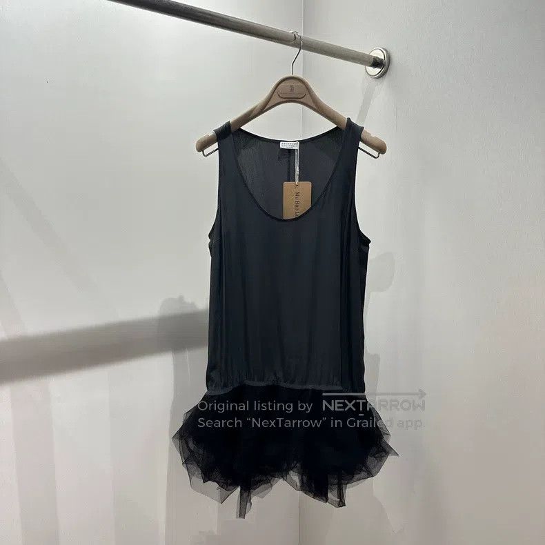 Brunello Cucinelli Brunello Cucinelli Silk Chiffon Sleeveless Vest Dress Size S / US 4 / IT 40 - 1 Thumbnail