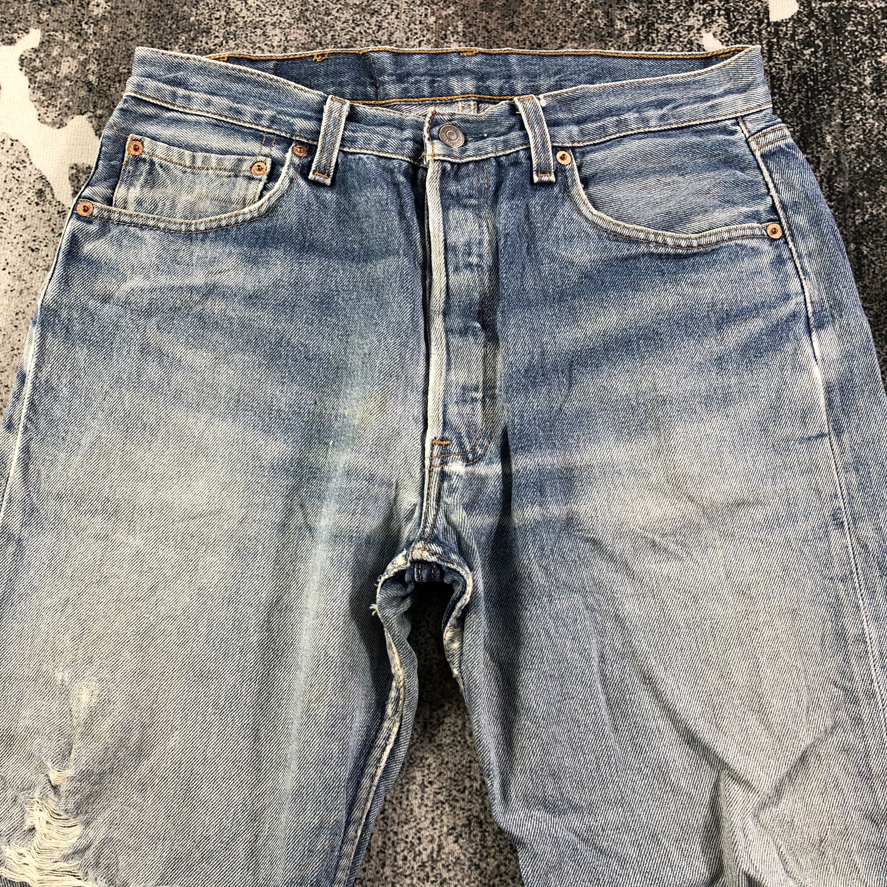Levi's Vintage 90s Levis 501 Jeans Medium Wash Distress Denim Size US 32 / EU 48 - 3 Thumbnail