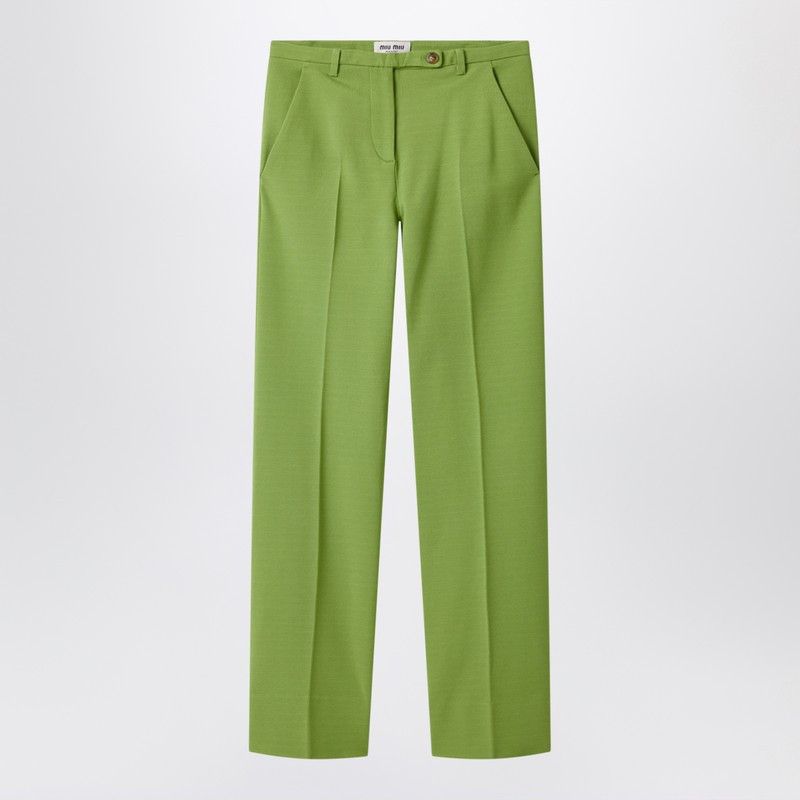 Miu Miu Green Trousers In Knit Fabric Stitch