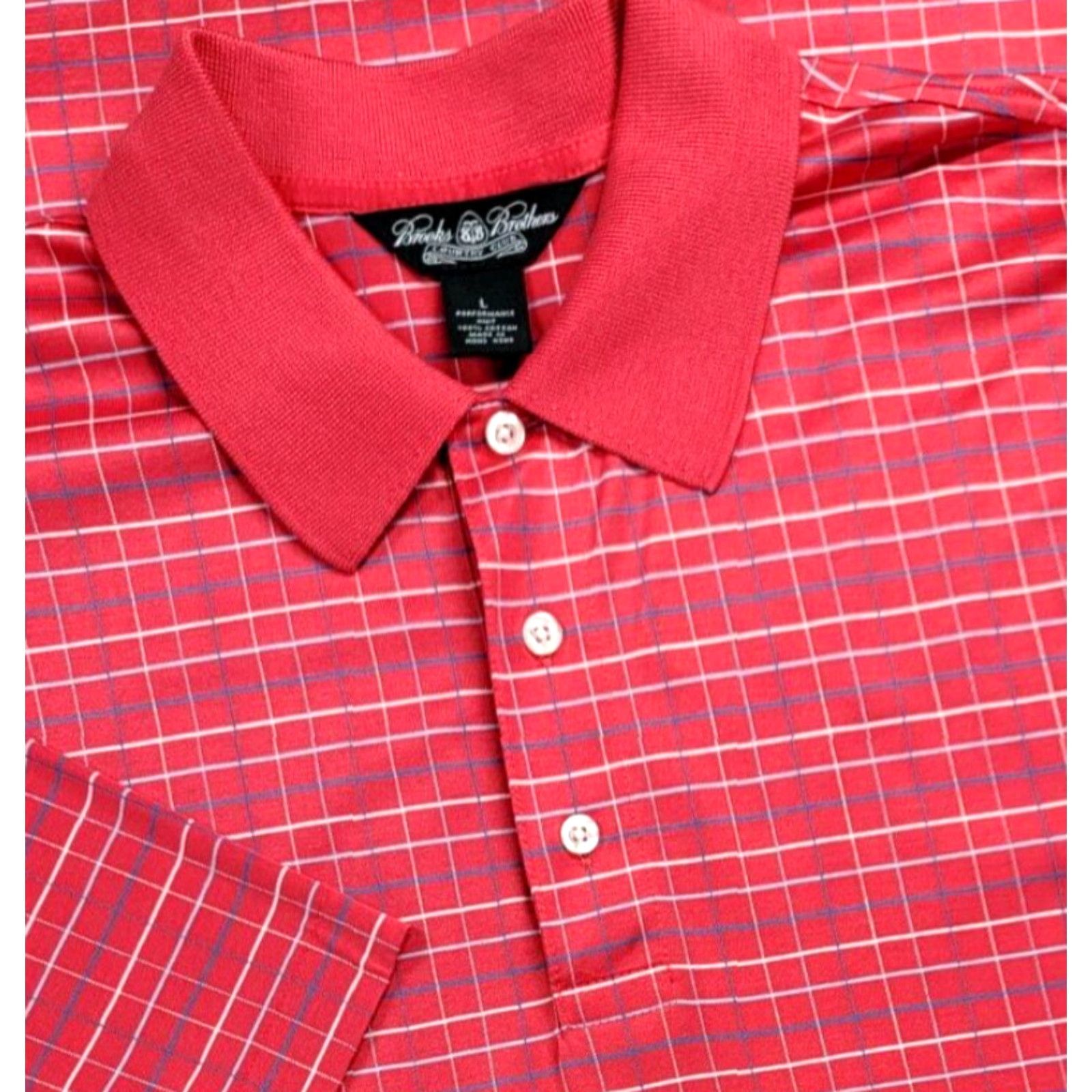 Brooks Brothers Brooks Brothers Country Club Performance Knit Polo Shirt Men Red L Tattersall Polo Shirt Size US L / EU 52-54 / 3 - 2 Thumbnail