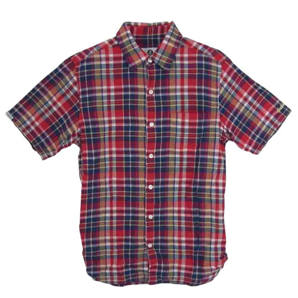 image of Goodenough Madras Check Short Sleeve Shirt With Back Logo, Men's (Size Medium)