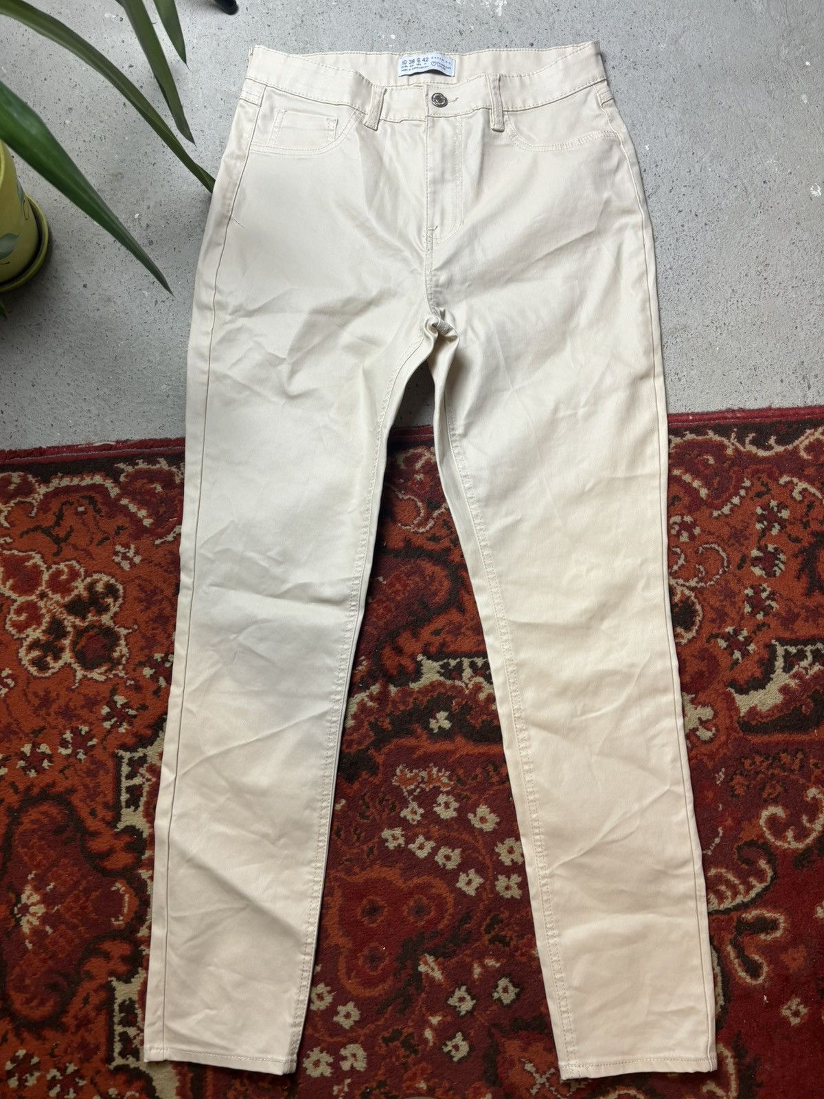 Designer × Vintage Vintage beige Primark leather style slim jeans Size 26" / US 2 / IT 38 - 1 Thumbnail