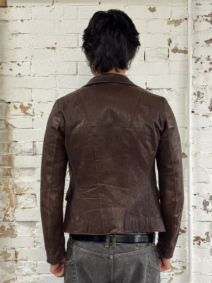 Vintage 1990s Massimo Rebecchi Textured Brown Leather Blazer Jacket Size US S / EU 44-46 / 1 - 3 Thumbnail