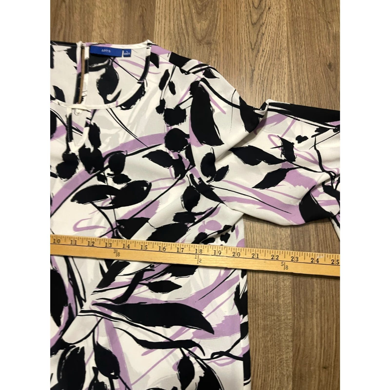 Apt. 9 Apt.9 Shirt Women's L Black White Purple Floral Print Long Sleeve Size L / US 10 / IT 46 - 5 Thumbnail