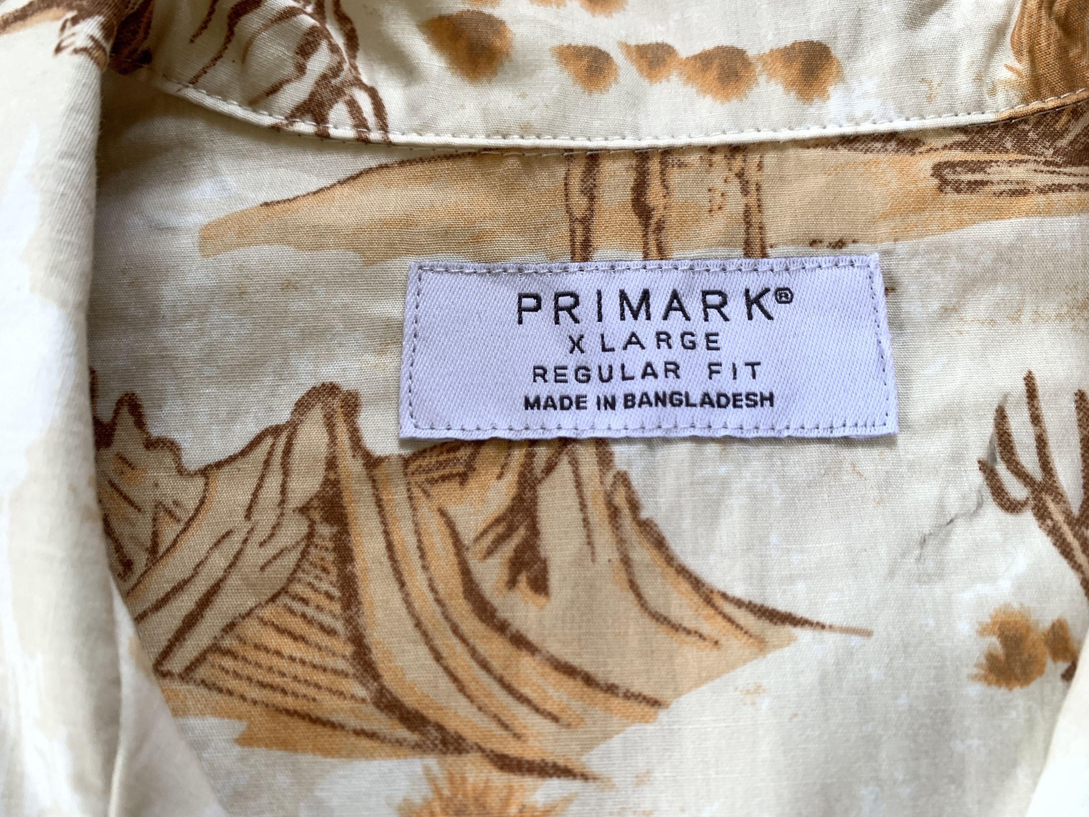 Primark Primark Regular Fit New Beige Cotton Hawaiian Shirt Size US XL / EU 56 / 4 - 7 Thumbnail