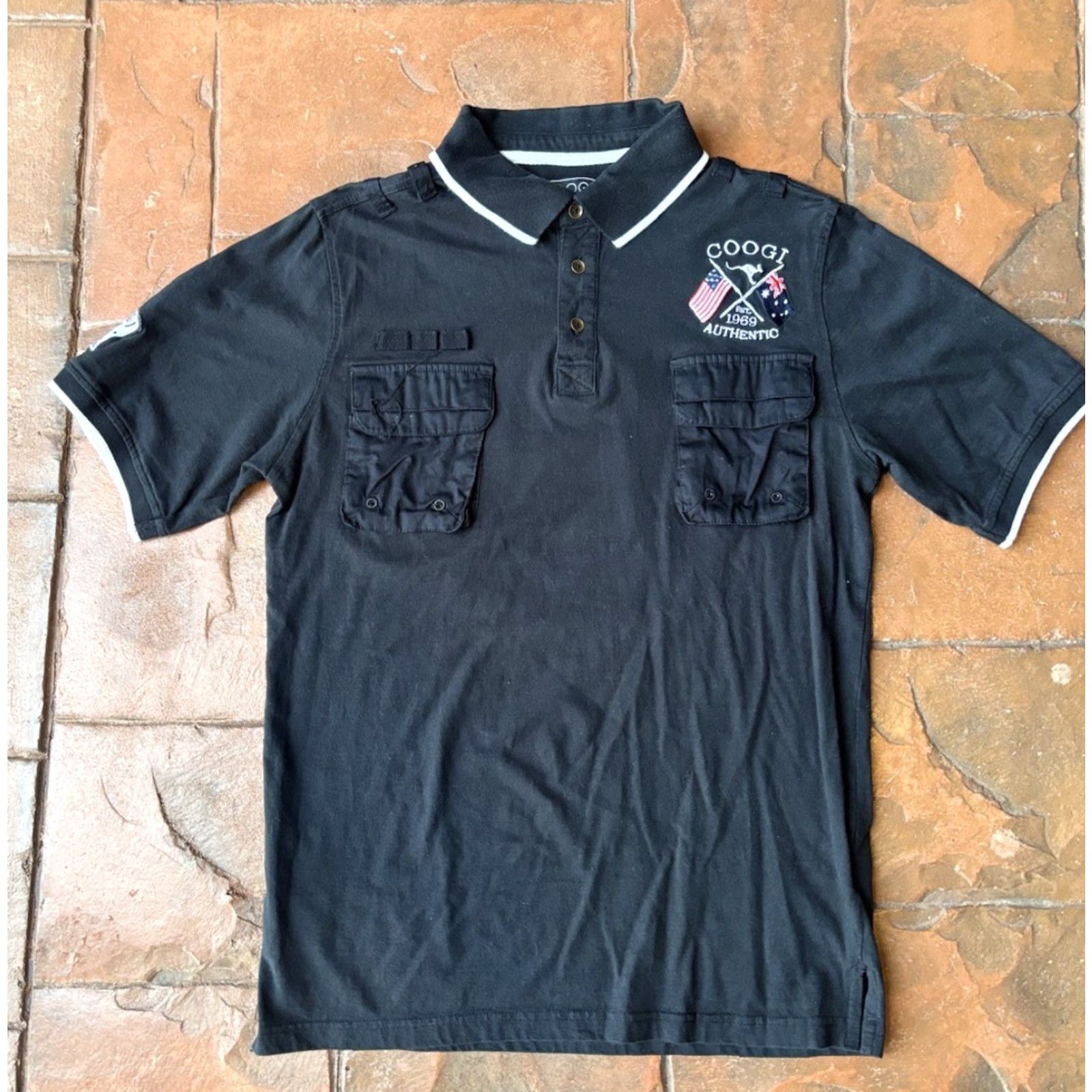 Coogi VINTAGE COOGI Polo Shirt World Wide Y2K Embroidered Logo Short Sleeve 100% Cotton Mens Medium Black Size US M / EU 48-50 / 2 - 2 Thumbnail