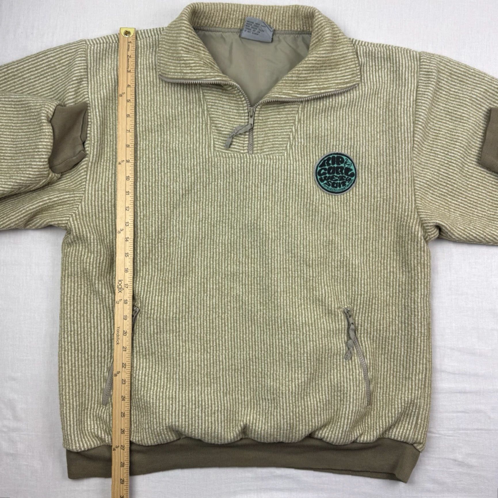 Rip Curl VINTAGE Rip Curl Fleece Quarter Zip Pullover Jacket Adult Large Striped Beige 80s Surf Mens Size US L / EU 52-54 / 3 - 7 Thumbnail