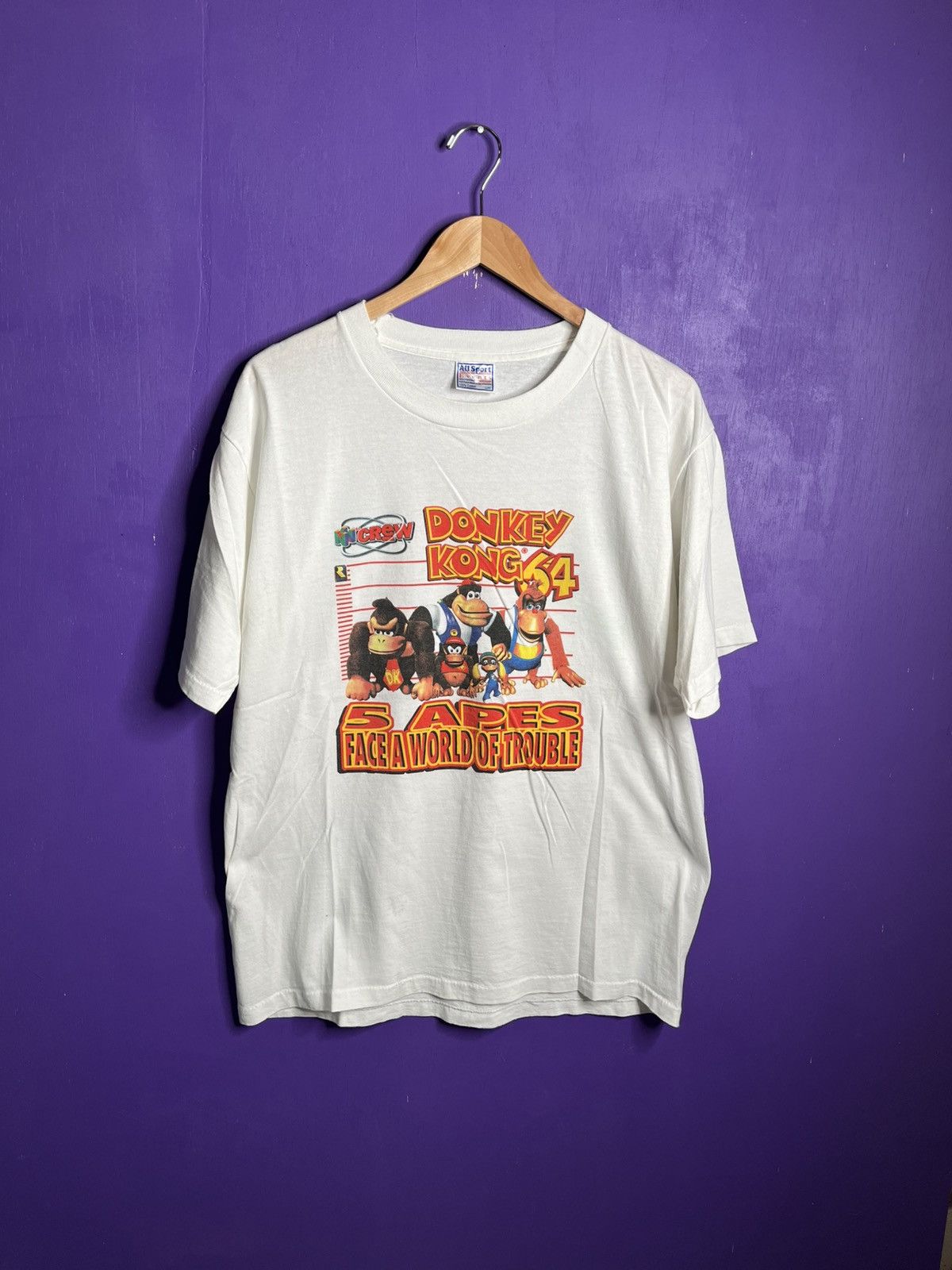 Vintage Vintage 90s N64 Donkey Kong 5 apes t-shirt Size US L / EU 52-54 / 3 - 1 Thumbnail
