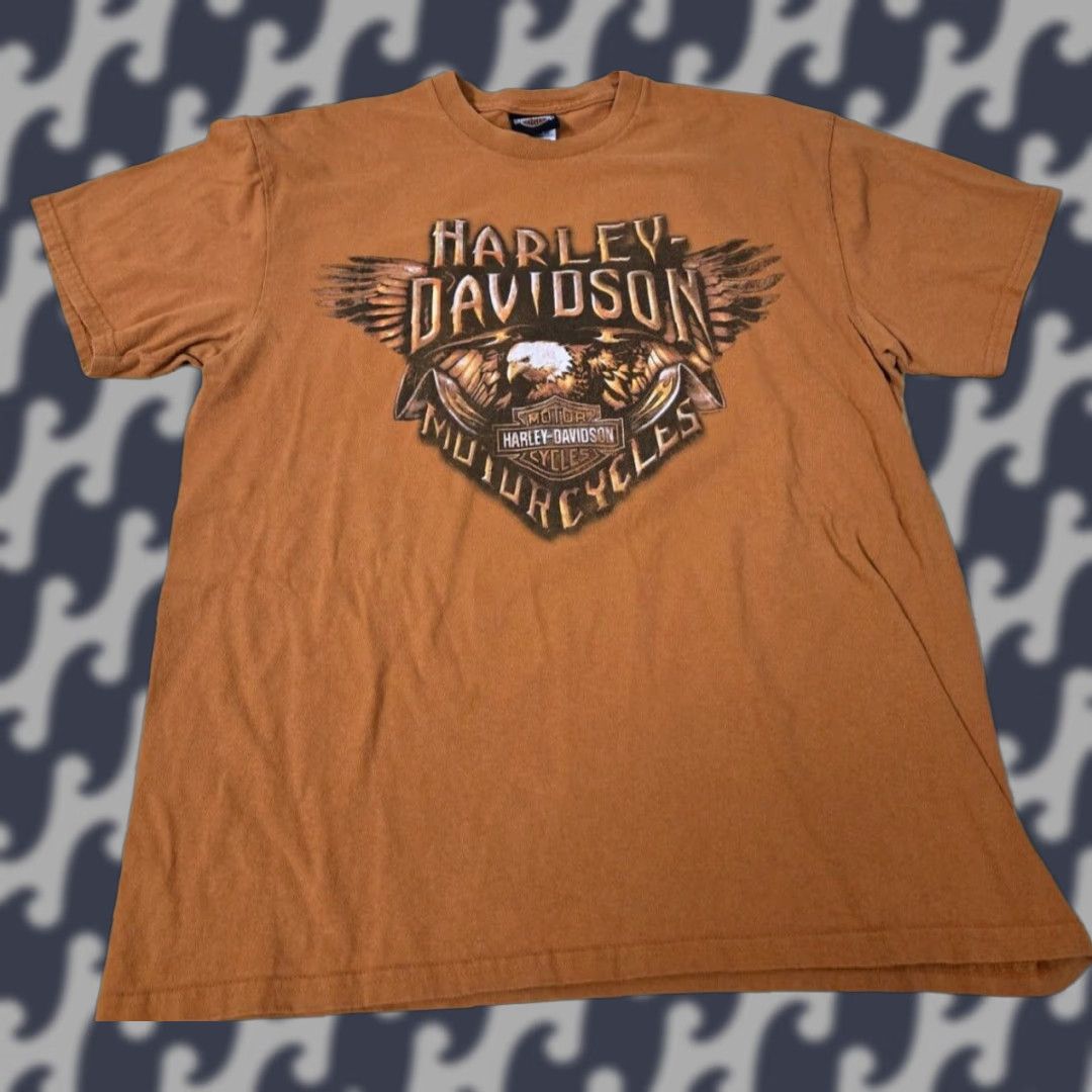 Harley Davidson VINTAGE Harley-Davidson T-Shirt Men L Orange Graphic Print Eagle Horse Desert Biker Motorcycle 2010s Double-Sided Size US L / EU 52-54 / 3 - 1 Thumbnail