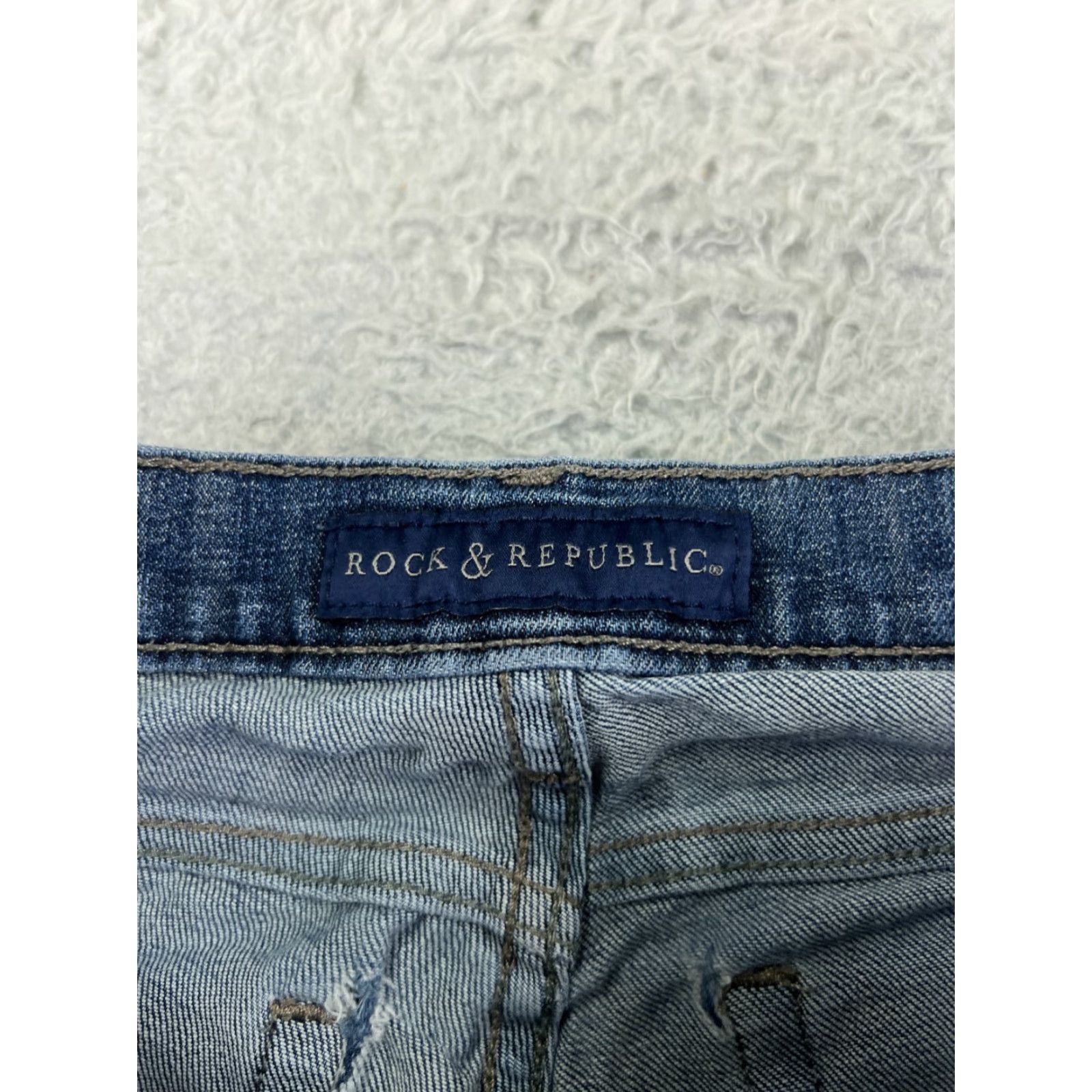 Vintage Rock & Republic Jeans Womens 4 Blue Denim Low Rise Flared 25x29 Cotton Blend 5-Pocket Zipper Button Embroidered Stretch Size 27" / US 4 / IT 40 - 6 Thumbnail
